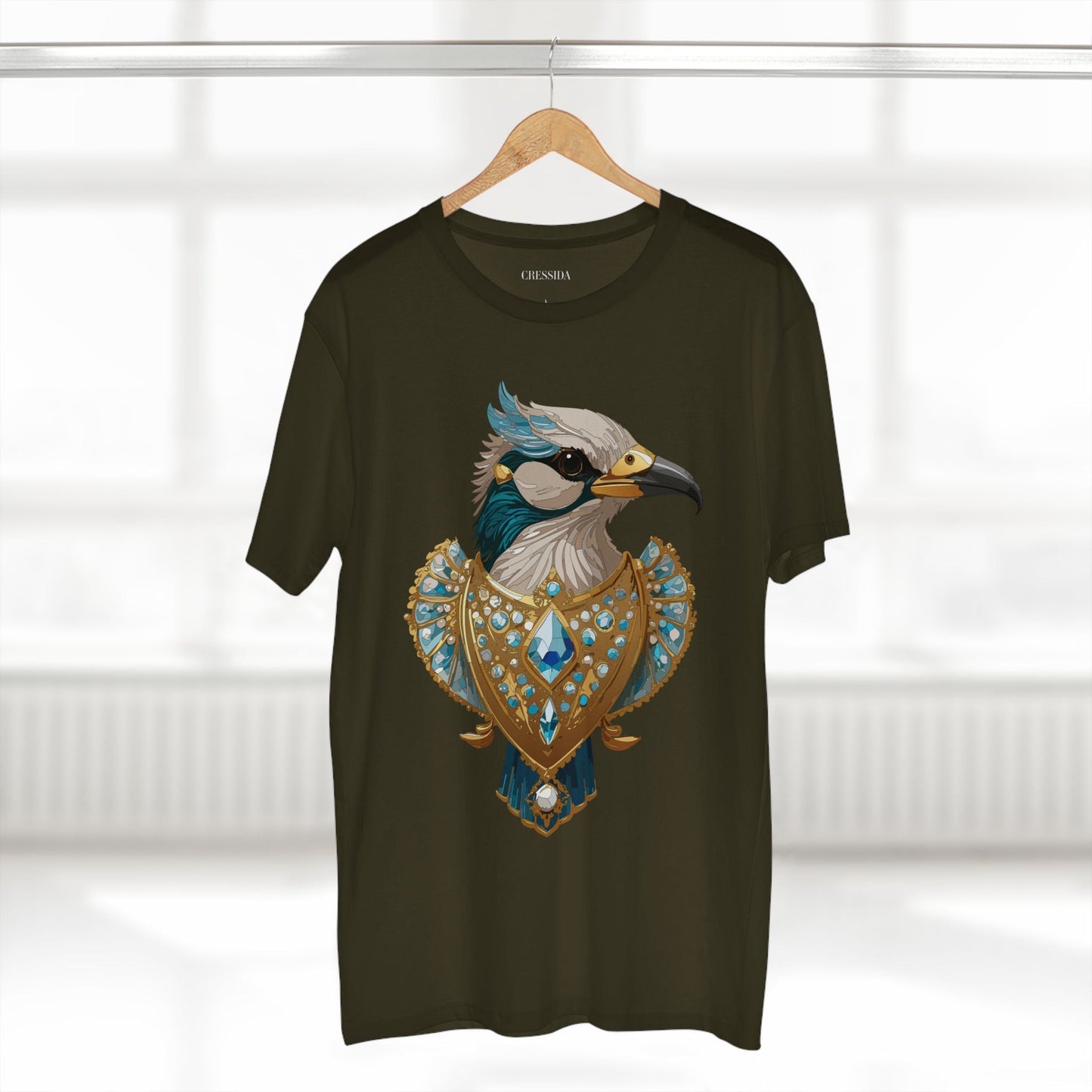 Bird Graphic Unisex 100 Cotton Tee With Unique Animal Golden Medallion Art Design 17