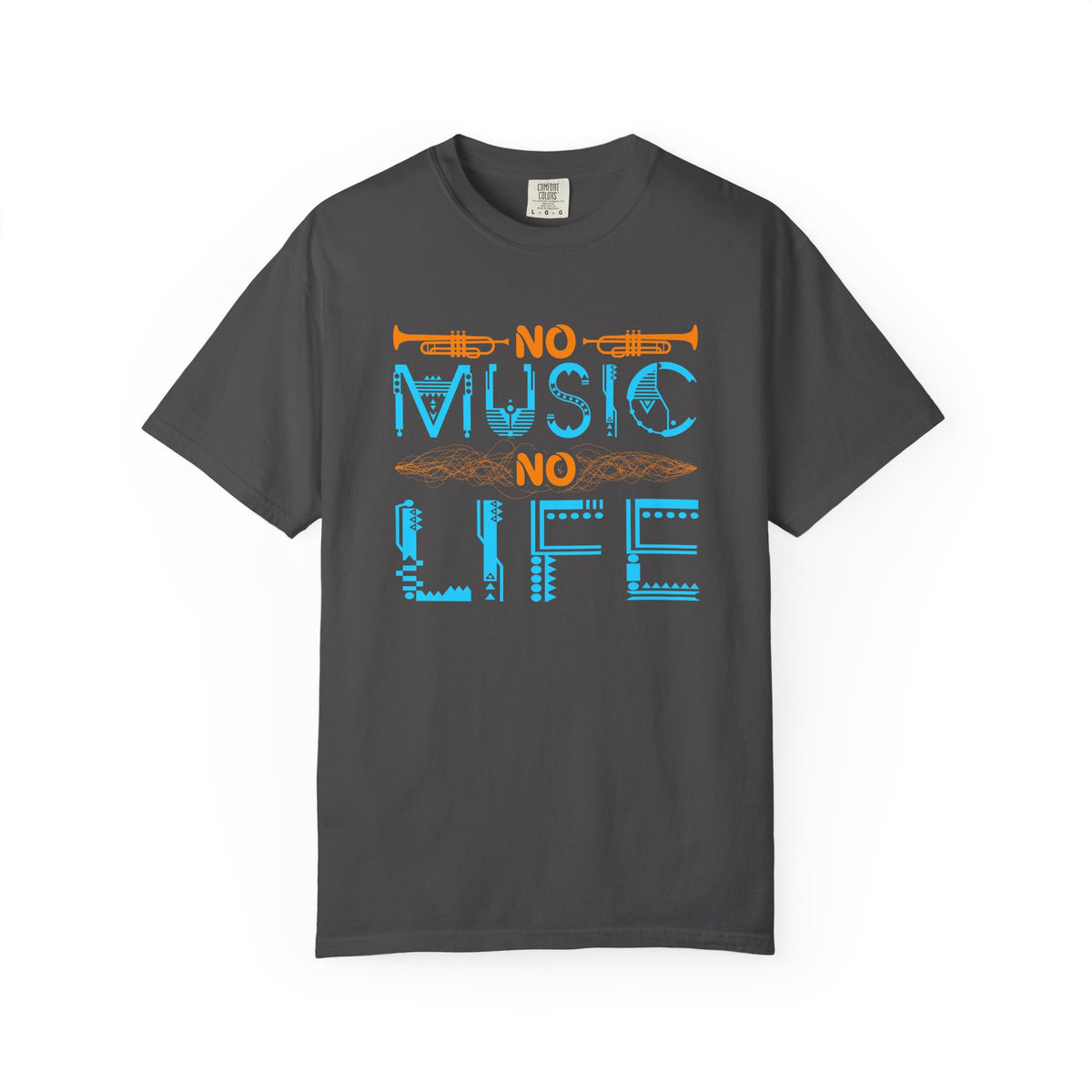 No Music No Life T-shirt Musical Instruments Typography Unisex Cotton Tee 077