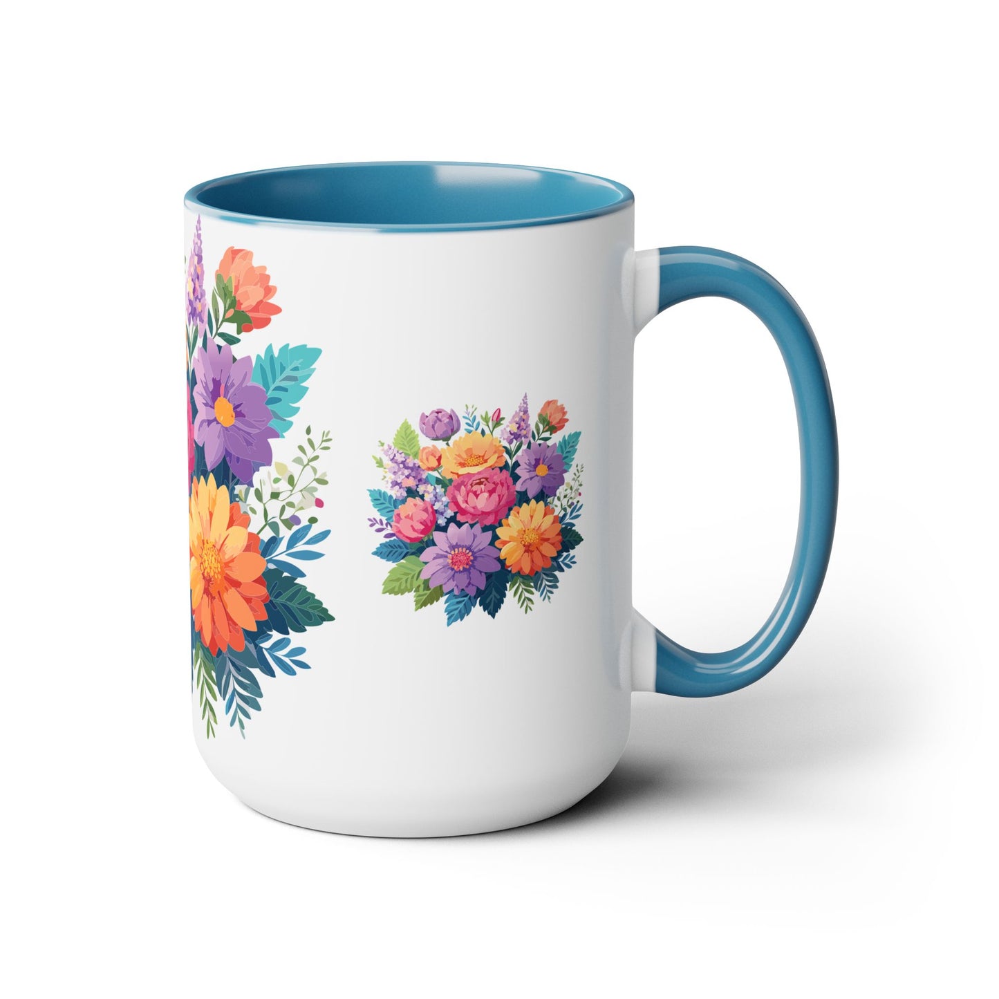 Two-Tone Coffee Mug with flowers