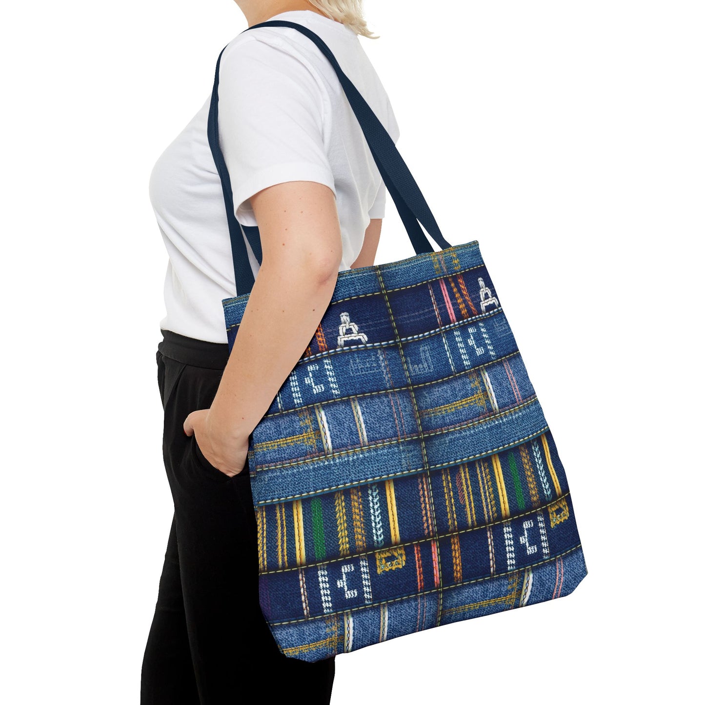 Denim Fabric Imitation Print Unisex Canvas Bag Poly Spun 3 Sizes Tote Bag 187