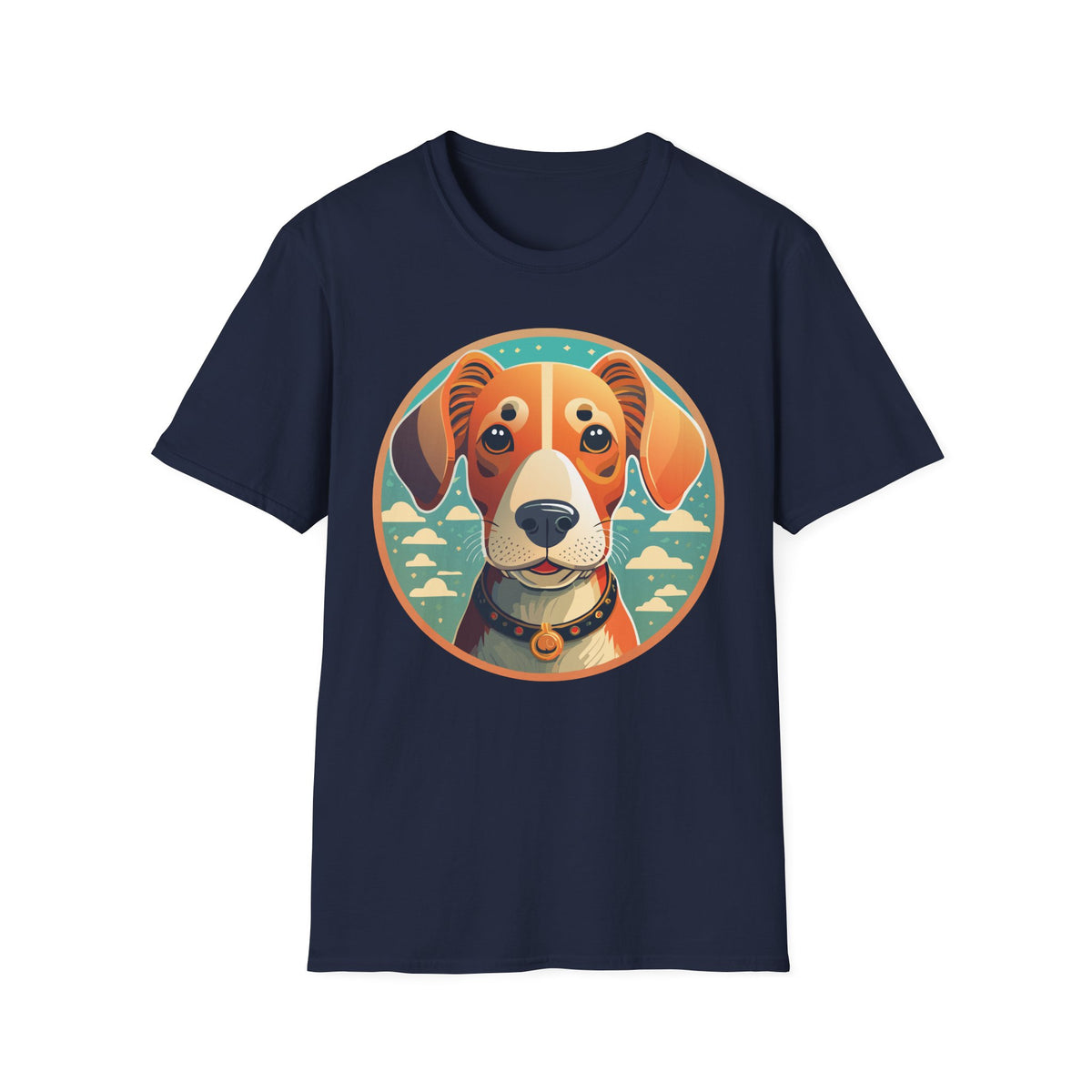 Beagle Portrait T-Shirt | Cute Dog Face Illustration, Retro Circle Pet Tee