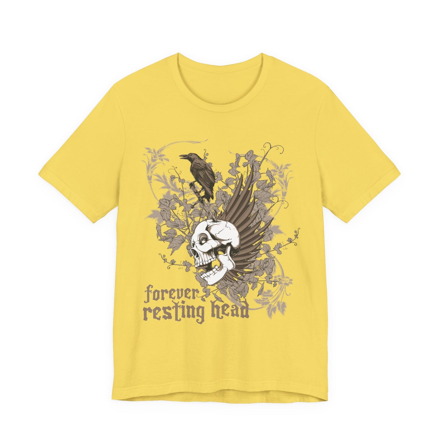 Forever Resting Head Tee, Edgy Graphic Shirt, Music T-Shirt, Gothic Tees, Skull Shirt, Art Design Tee, Skull Graphic Top