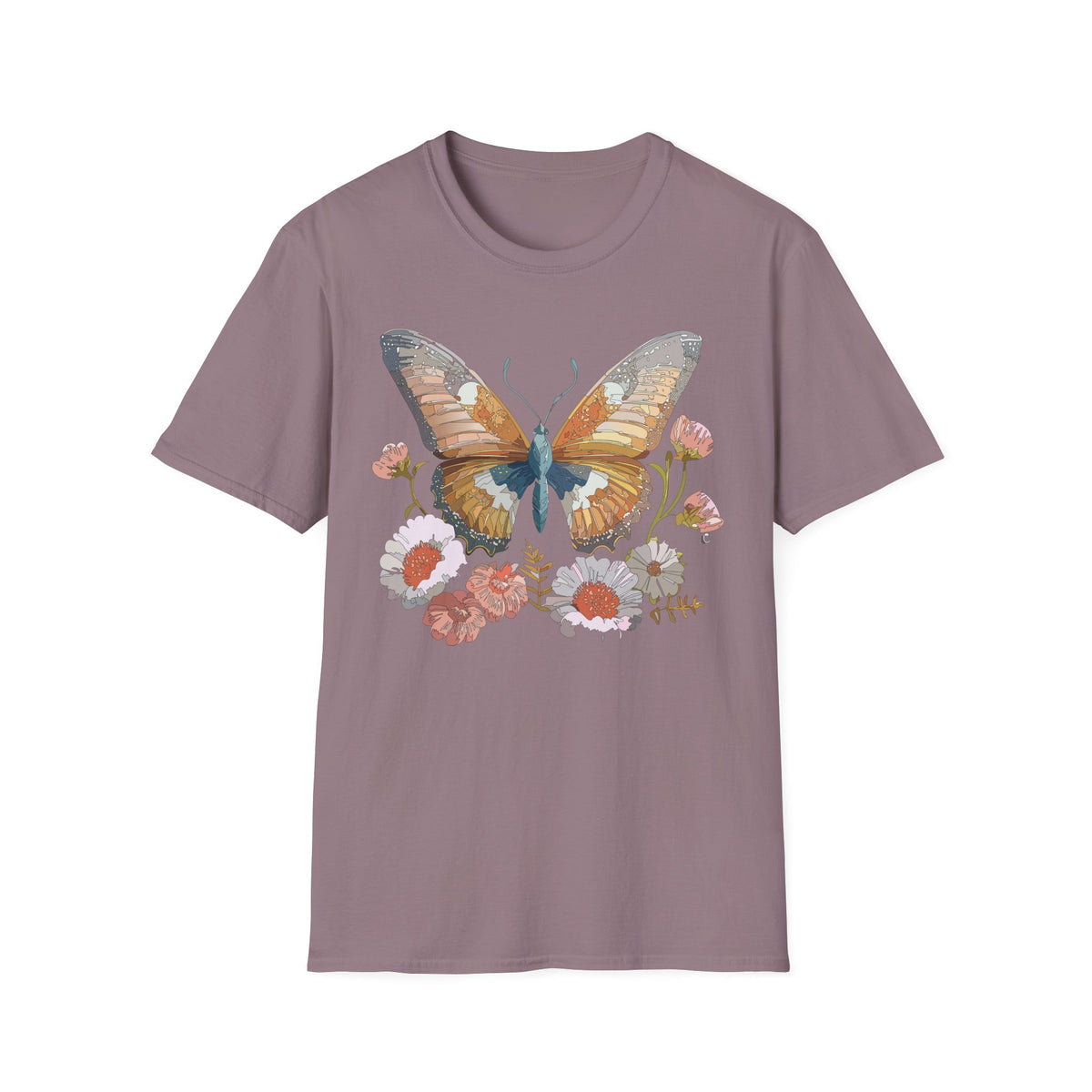 Butterfly Floral Watercolor Wings Graphic Design Unisex 100 Cotton Gildan T-Shirt