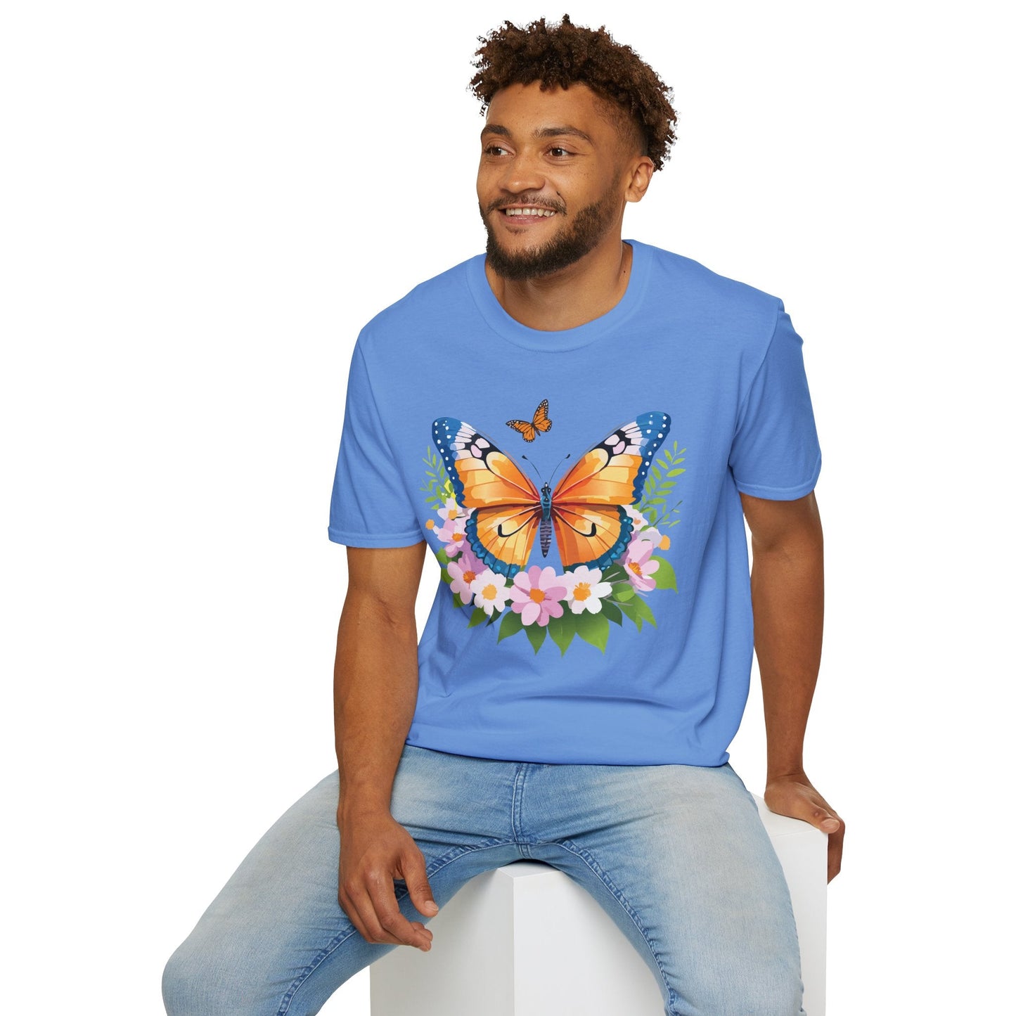 Butterfly Shirt Unisex Cotton Tee Monarch Butterfly Design Gildan Softstyle 64000 Short Sleeve