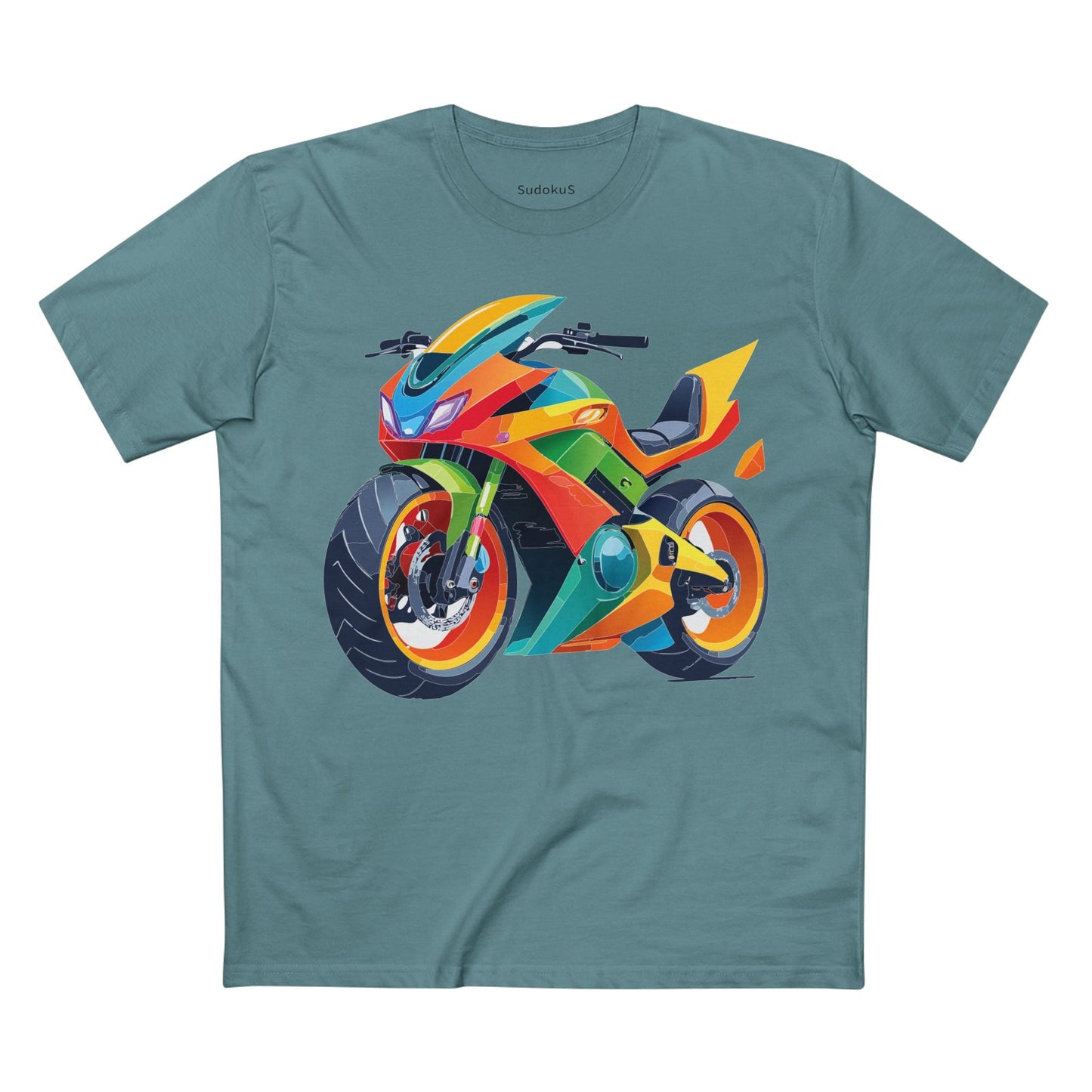 Moto Bike Graphic Unisex 100 Cotton Staple Tee 5