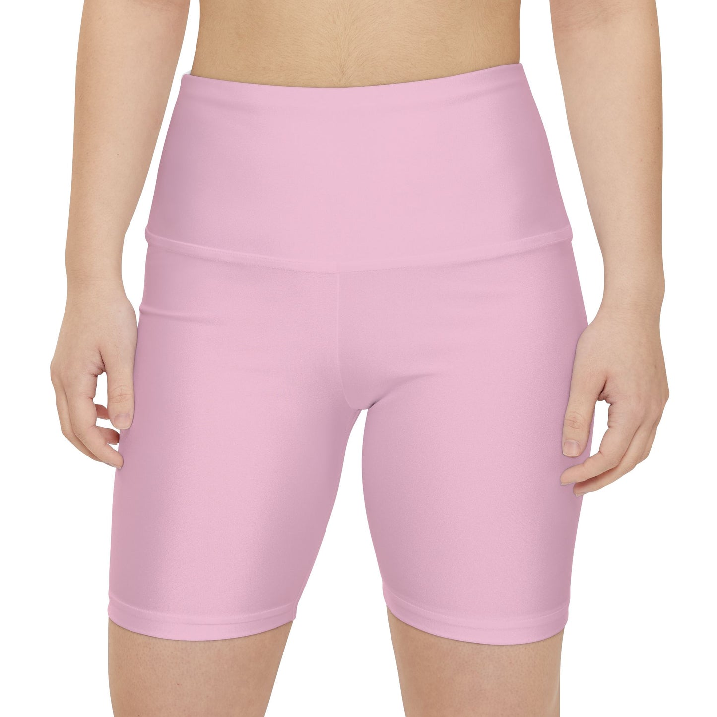Pastel Petal Pink Women's Workout Shorts — Solid High-Waist Biker Shorts for Exercise & Everyday Wear