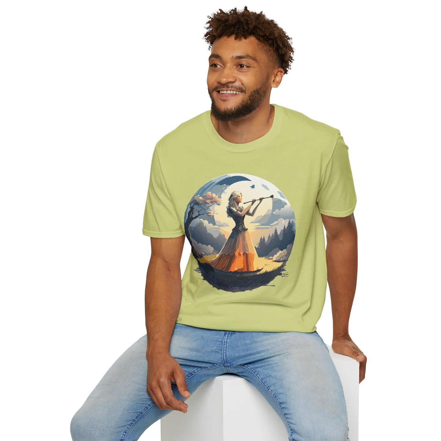 Unisex Softstyle Graphic T Shirt 100 Percent Ring Spun Cotton Art Design Tee For Women