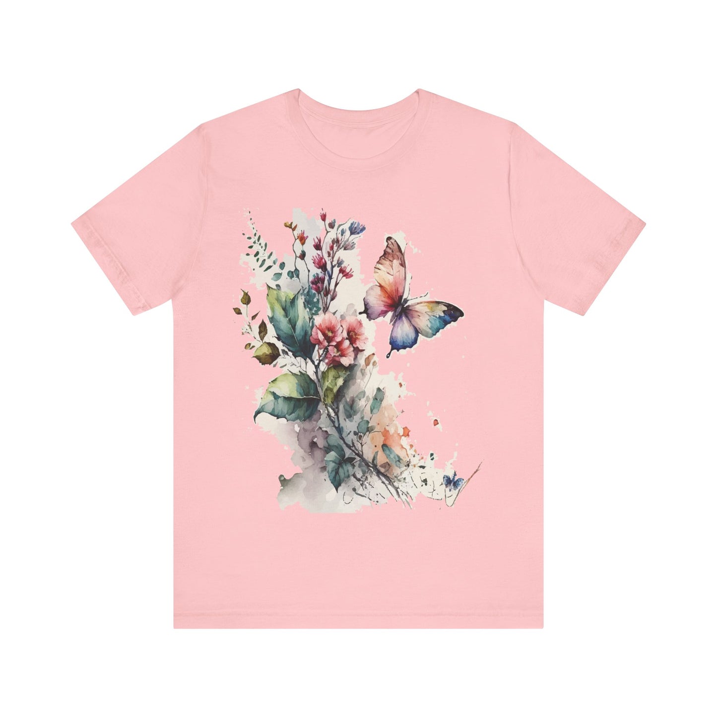 Cotton Tee Shirt with Butterfly Prints