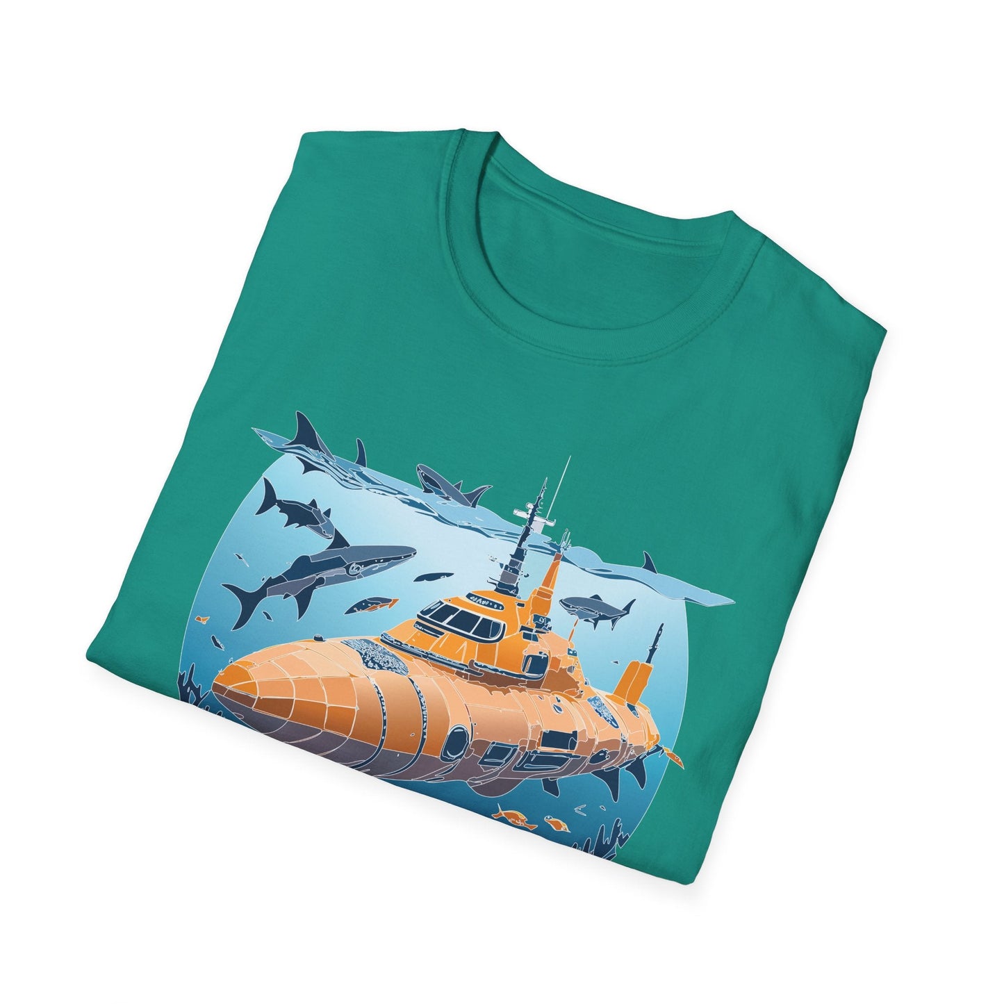Ocean Graphic Tee Shirt Unisex Softstyle 64000 Gildan Lightweight Breathable Ocean Design U Boat