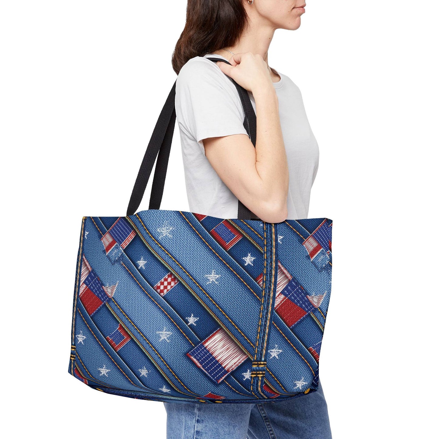 4th of July Denim Color Imitation Print Unisex  Yoga Bag  Spun Poly 24x13 Canvas Bag 69
