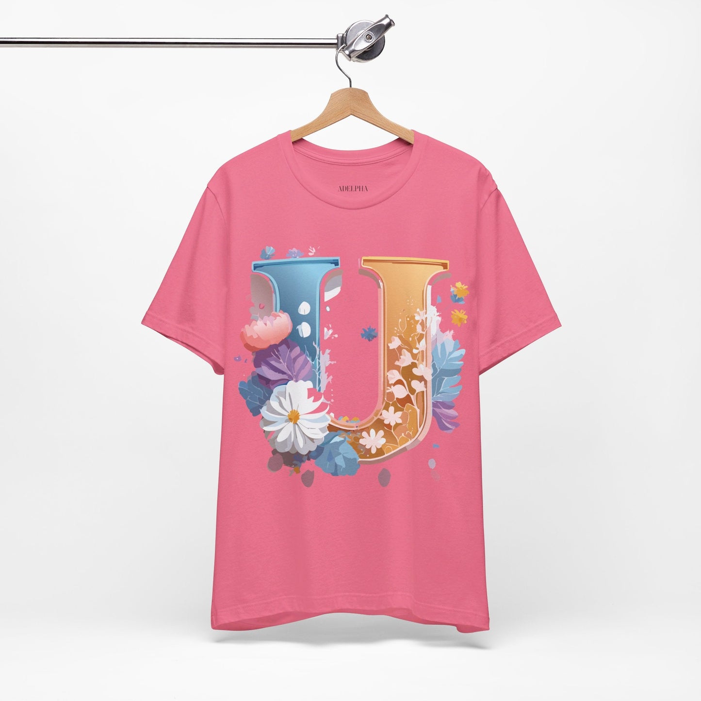 Letter U Shirt Graphic Tee Unisex Vintage Inspired Adelpha Artwork Premium Short Sleeve