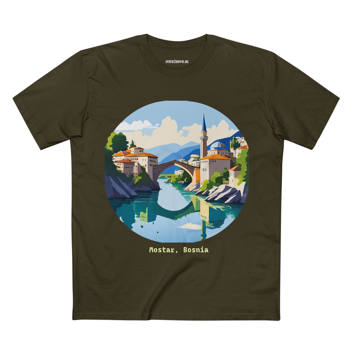 Mostar Bosnia illustration tee | Stari Most bridge t-shirt