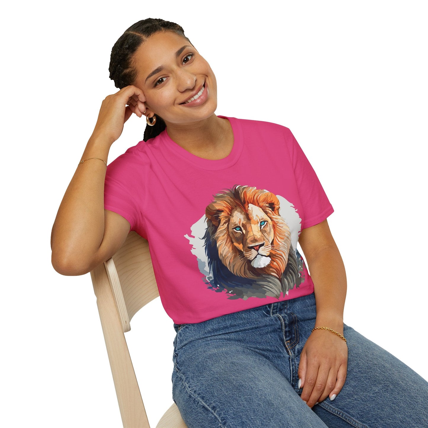 Lion Shirt Unisex Animal Tee Gildan Softstyle 64000 100 Percent Ring Spun Cotton