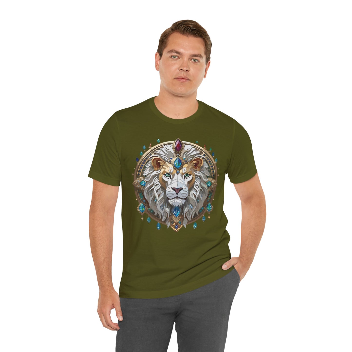 Unisex Lion Graphic Tee, Animal Shirt, Tee Shirt with Lion, Medallion T-Shirt, Animal Medallion Tees