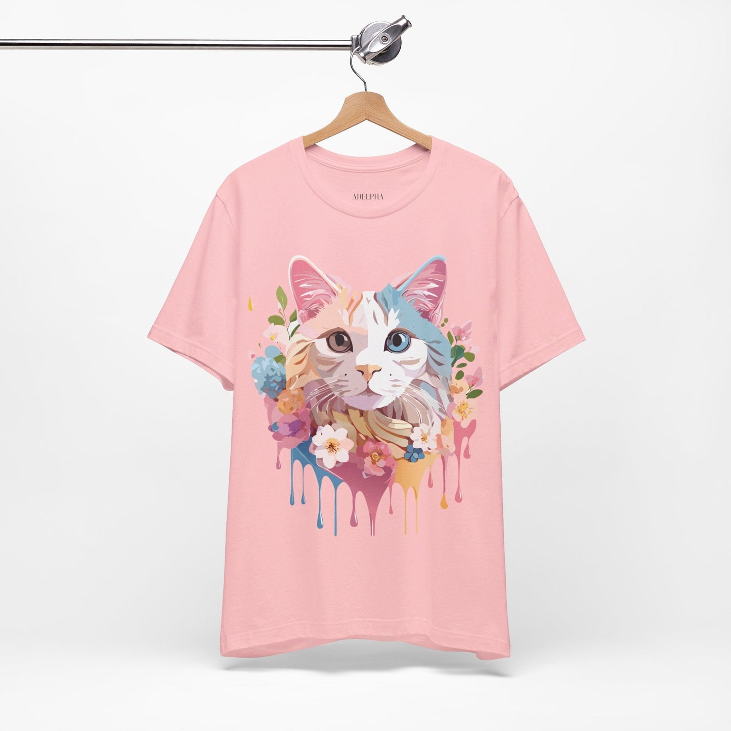 Cat Graphic Tee Unisex Short Sleeve Shirt With Adelpha Artwork