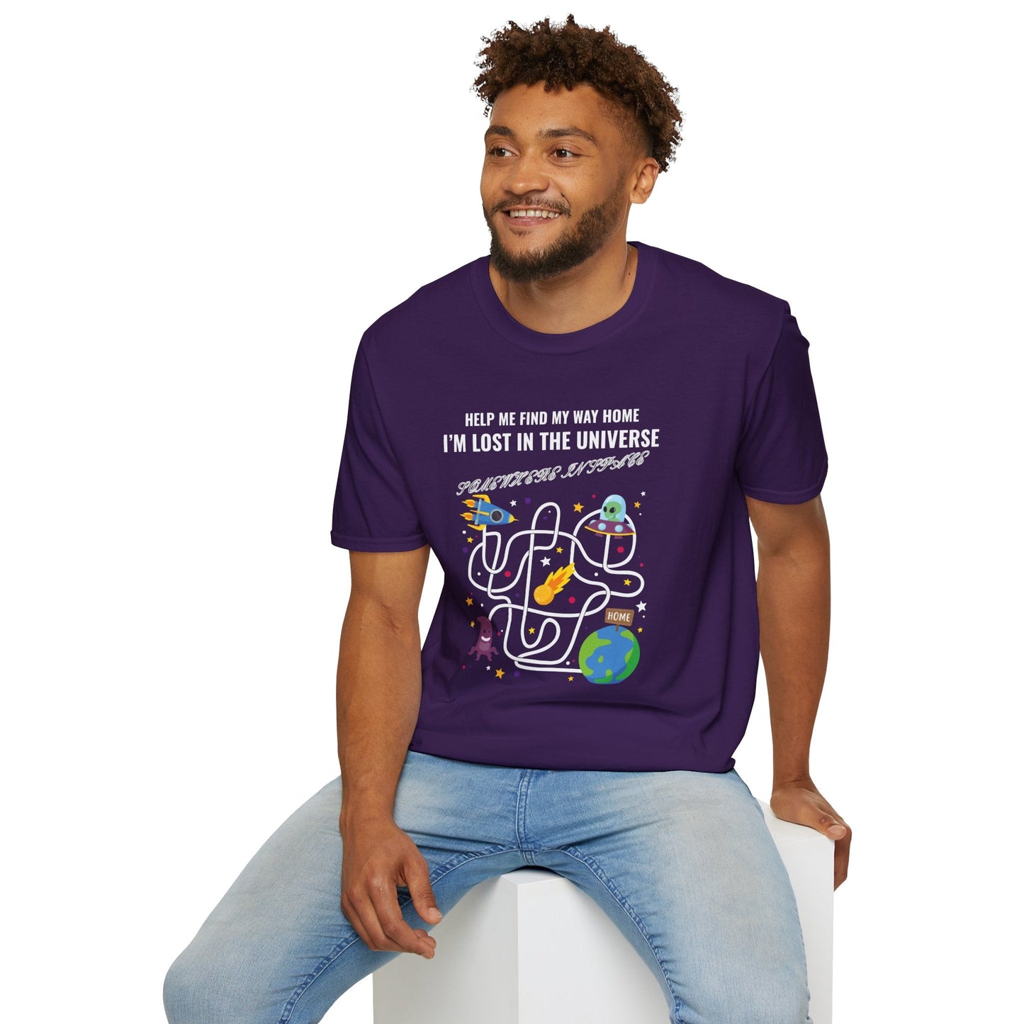 Lost in the Universe Maze TShirt Unisex Cotton Funny Space Puzzle Tee