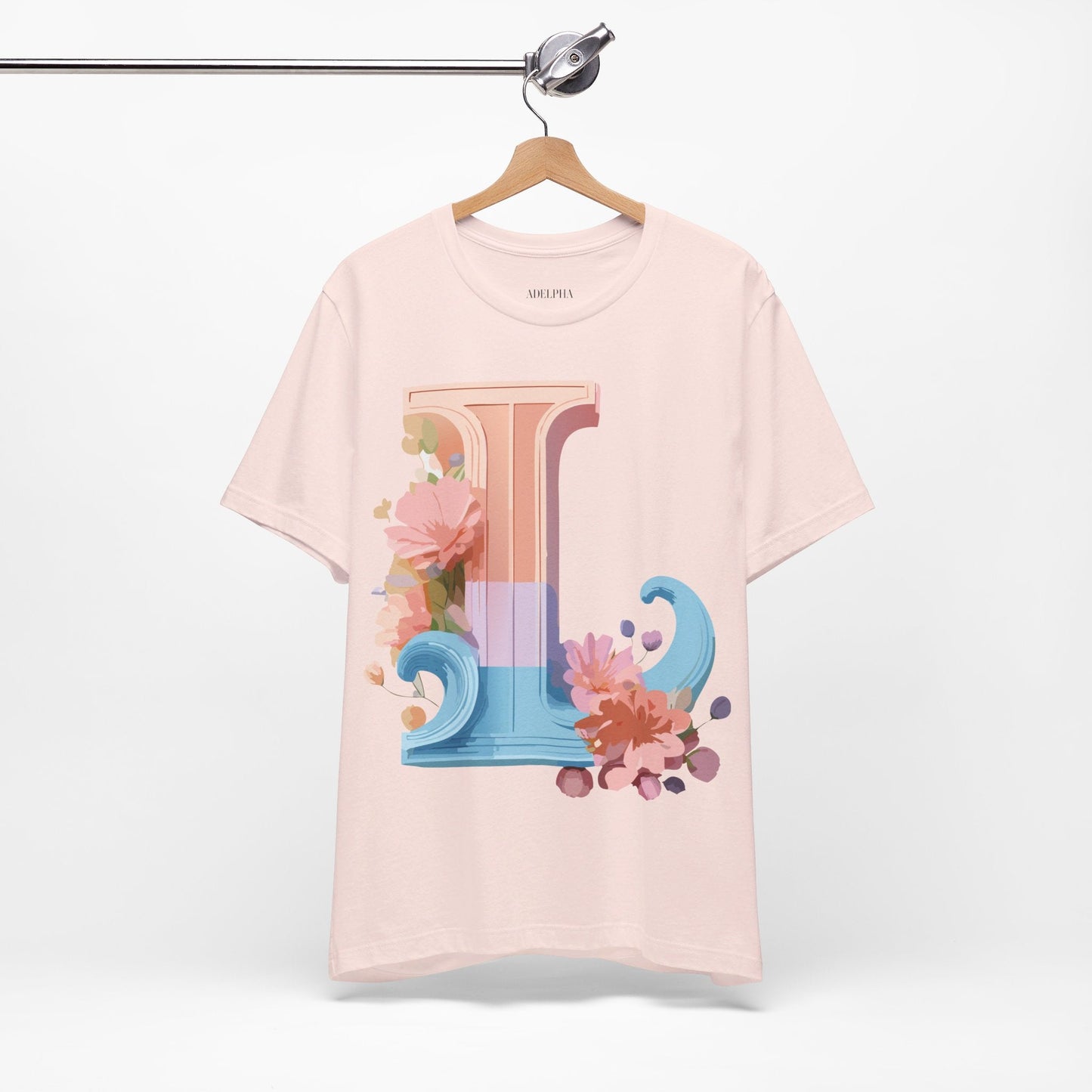 Letter L Shirt Unisex Graphic Tee Vintage Inspired Artwork By Adelpha For Everyday Style