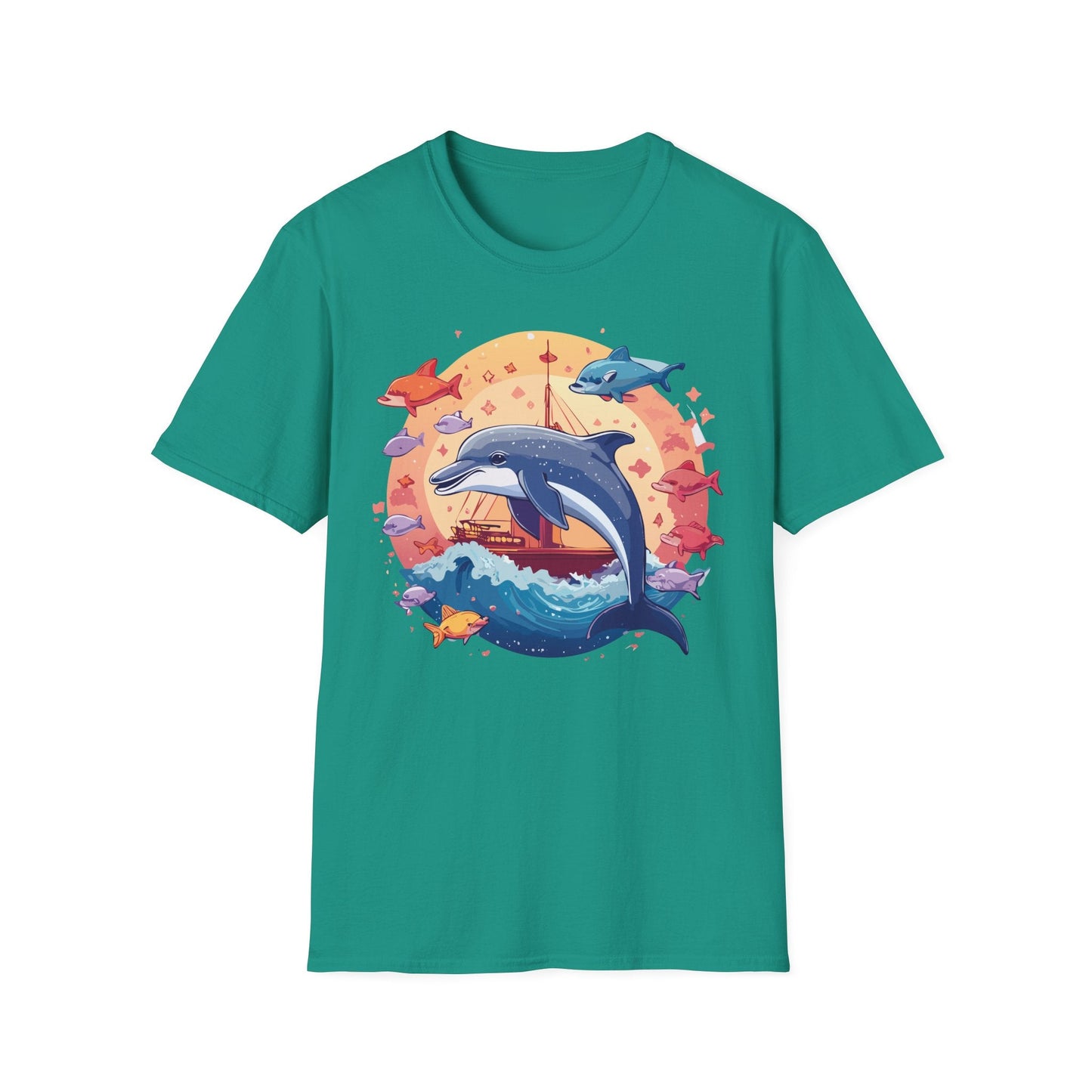 Dolphin Shirt Unisex Softstyle Cotton Tee 100 Percent Ring Spun Lightweight Breathable