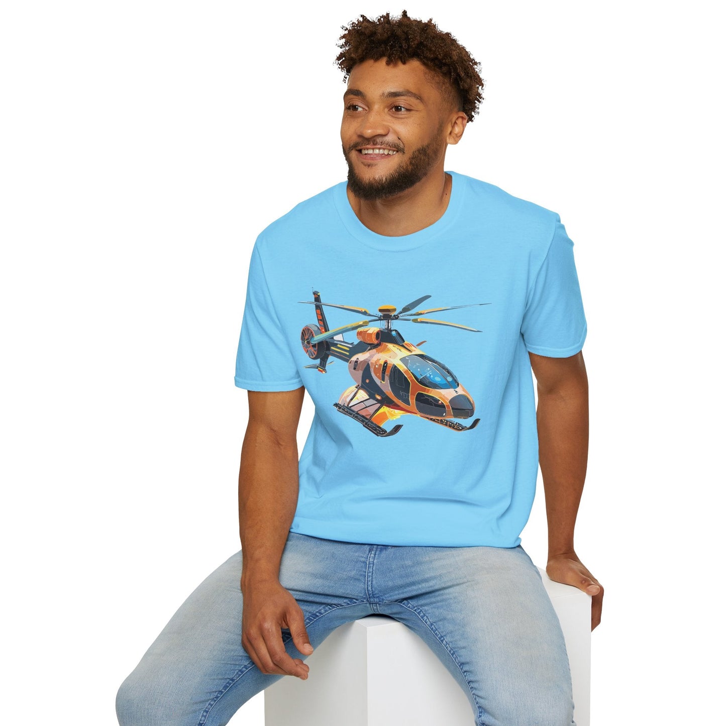 Unisex Helicopter Chopper T Shirt Softstyle 64000 Gildan Durable Lightweight Tee Design