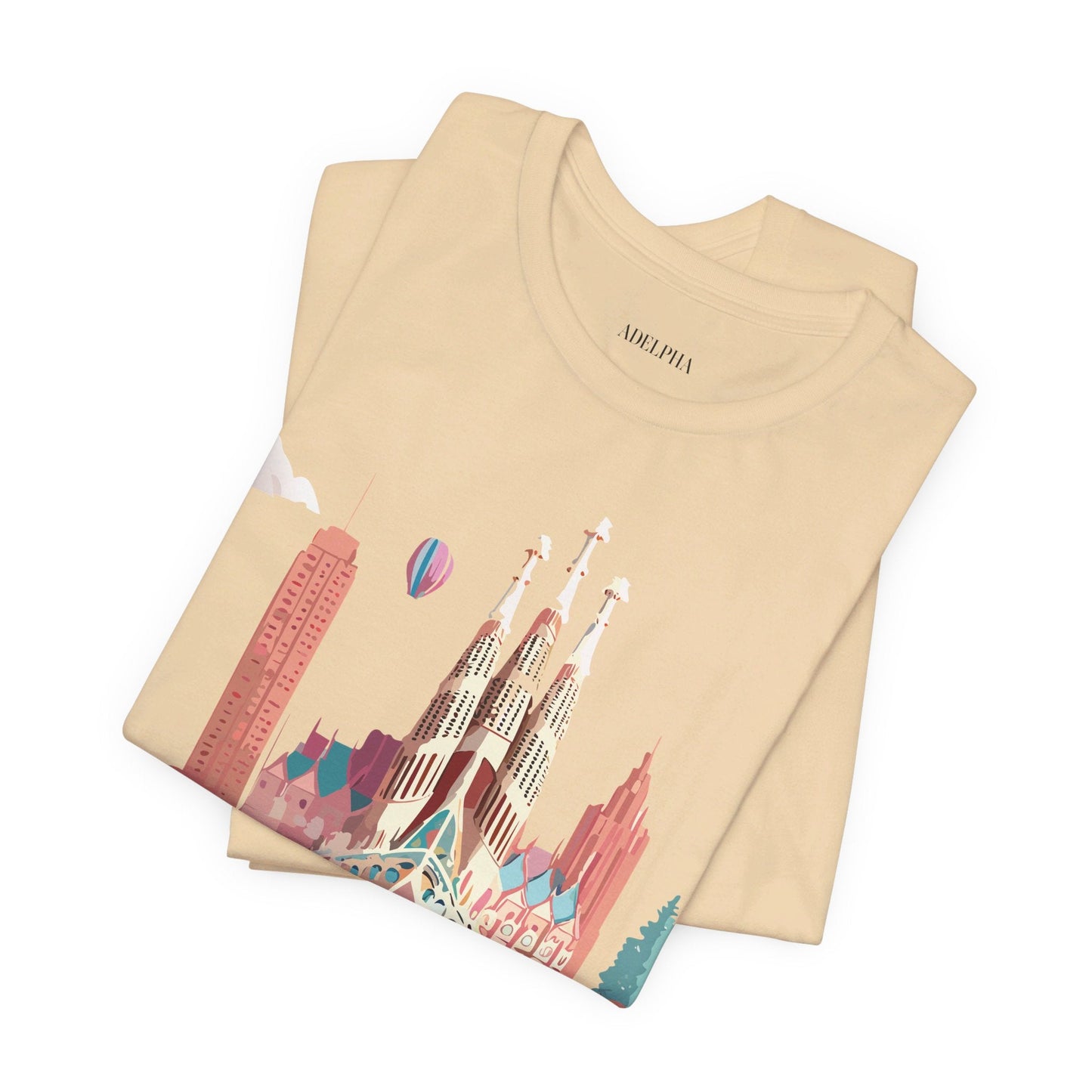 Adelpha Graphic Tee Barcelona Style Unisex Jersey Short Sleeve Vintage Inspired Shirt Casual Wear