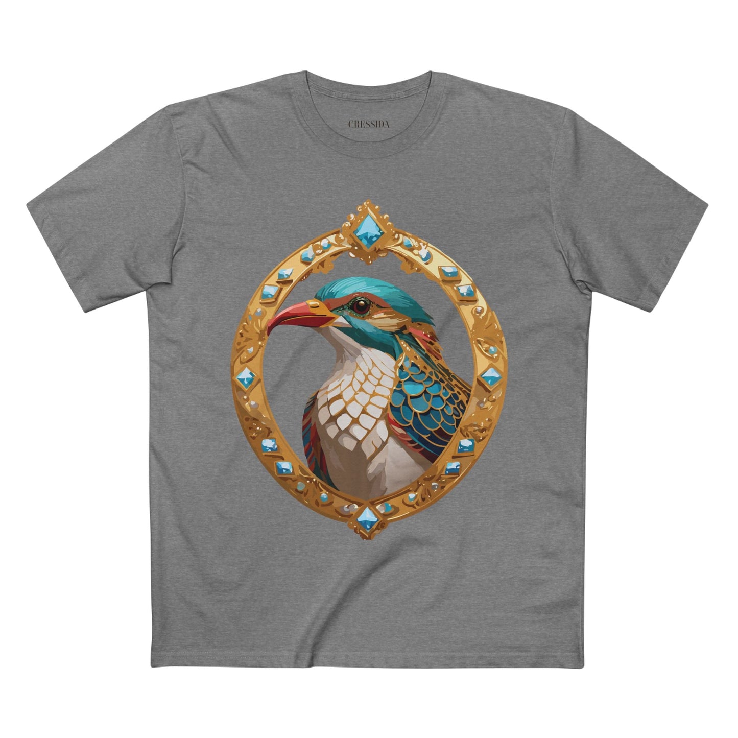 Bird Graphic Unisex 100 Cotton Tee With Unique Animal Golden Medallion Art Design 22