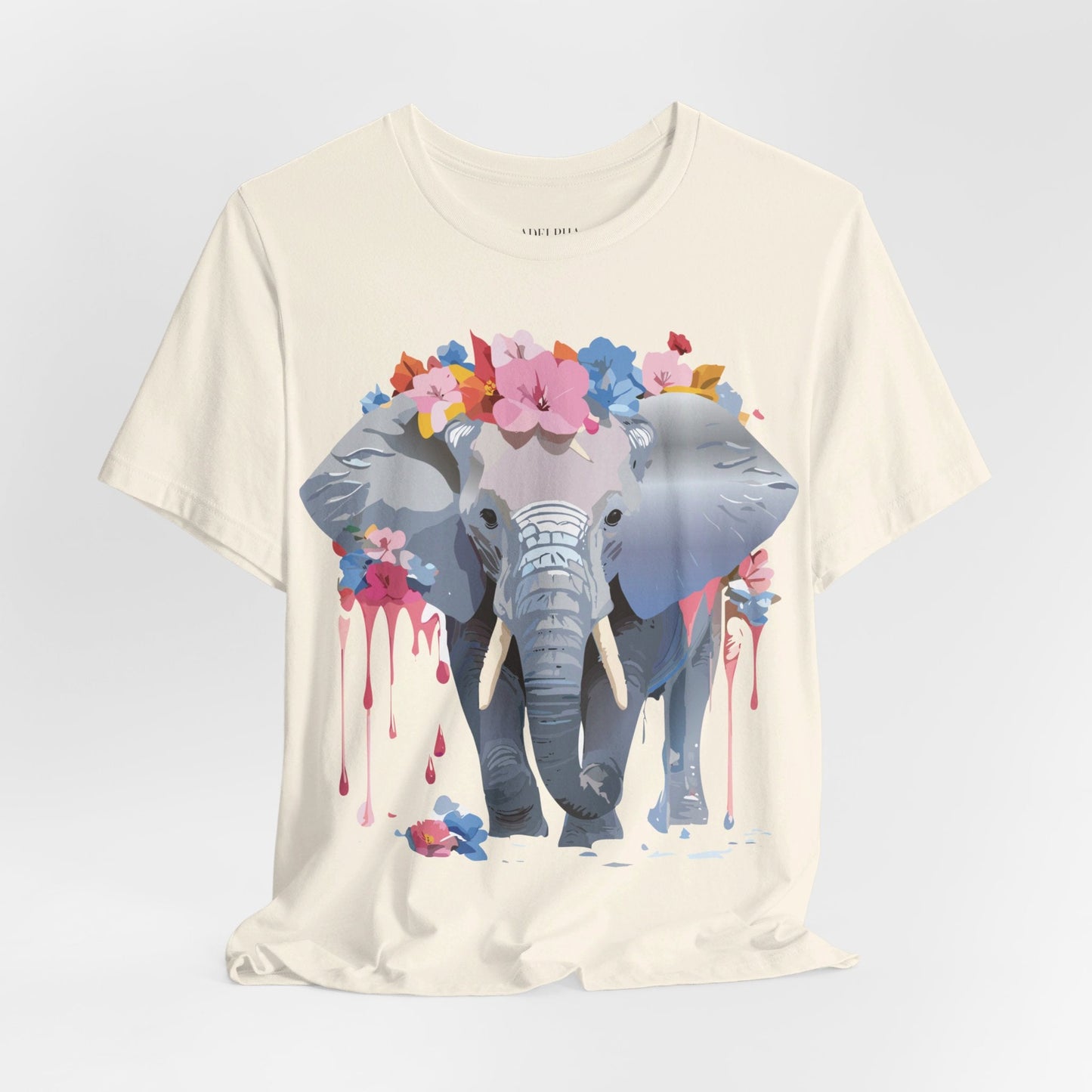 Elephant Graphic Tee Unisex Short Sleeve Jersey With Vintage Inspired Adelpha Artwork