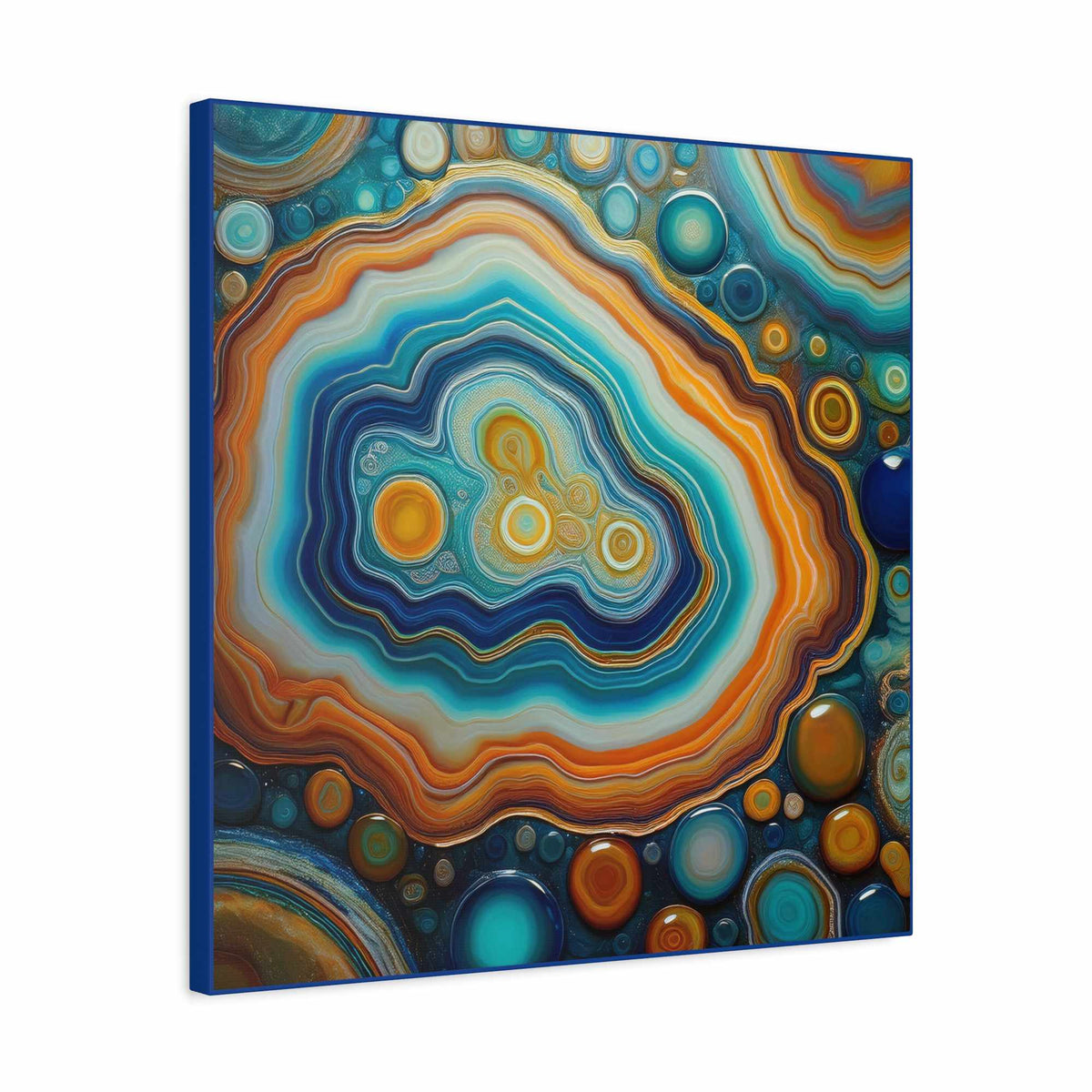 Agate Stone Graphic Print Canvas, Oil Paint Print 20x20, 24x24, 30x30, 32x32, 36x36 Canvas Pine-Wood Inner Frame MC-190