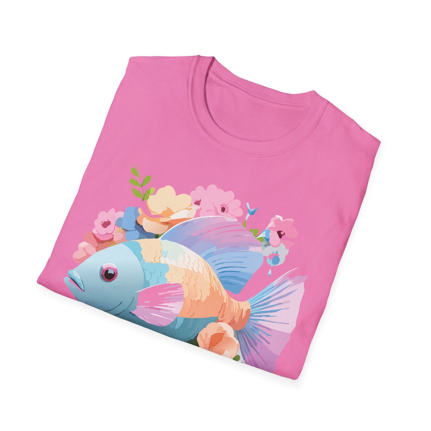 Fish Art Design Graphic Tee Unisex Short Sleeve T Shirt With Fish Artwork Premium Cotton