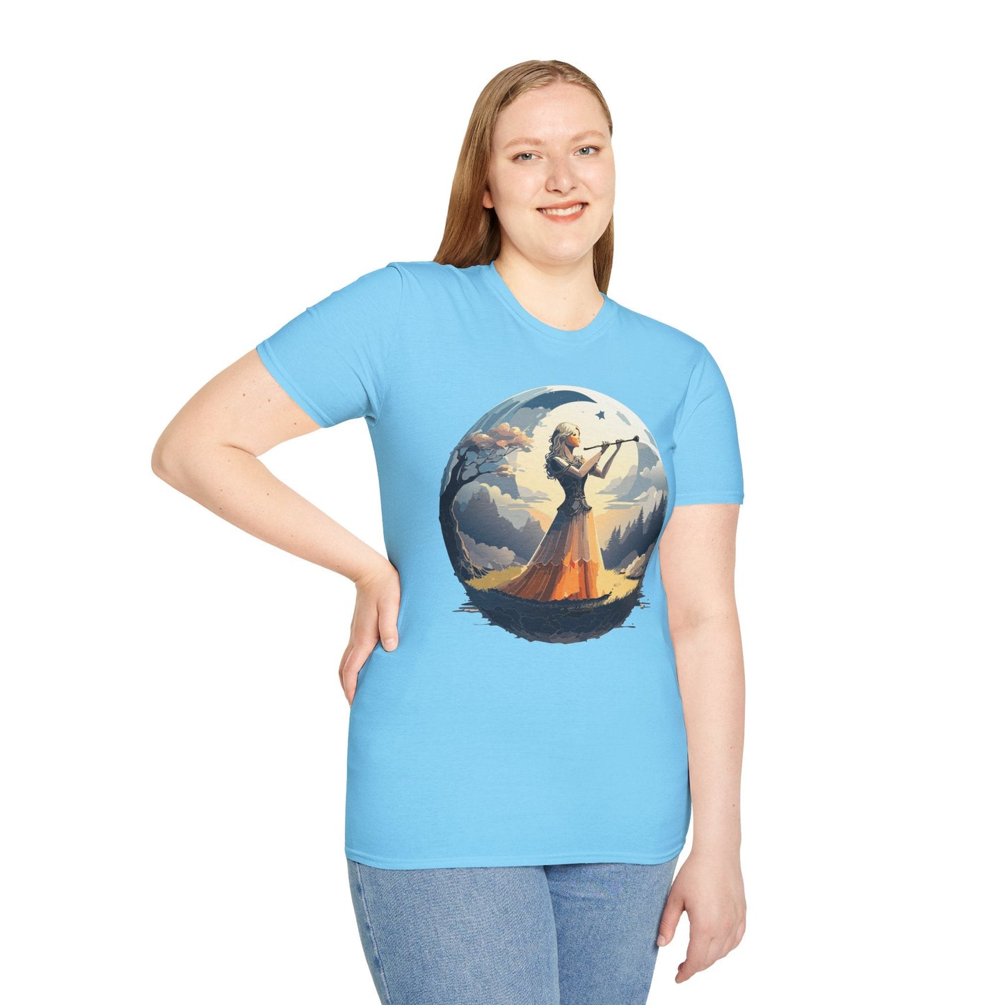 Unisex Softstyle Graphic T Shirt 100 Percent Ring Spun Cotton Art Design Tee For Women
