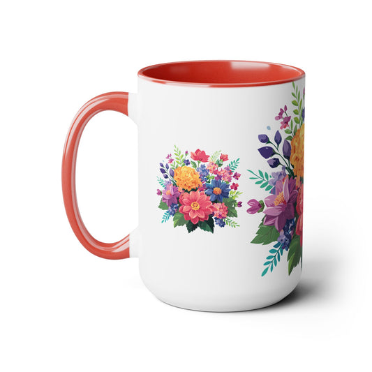 Tazas de café de dos tonos con flores