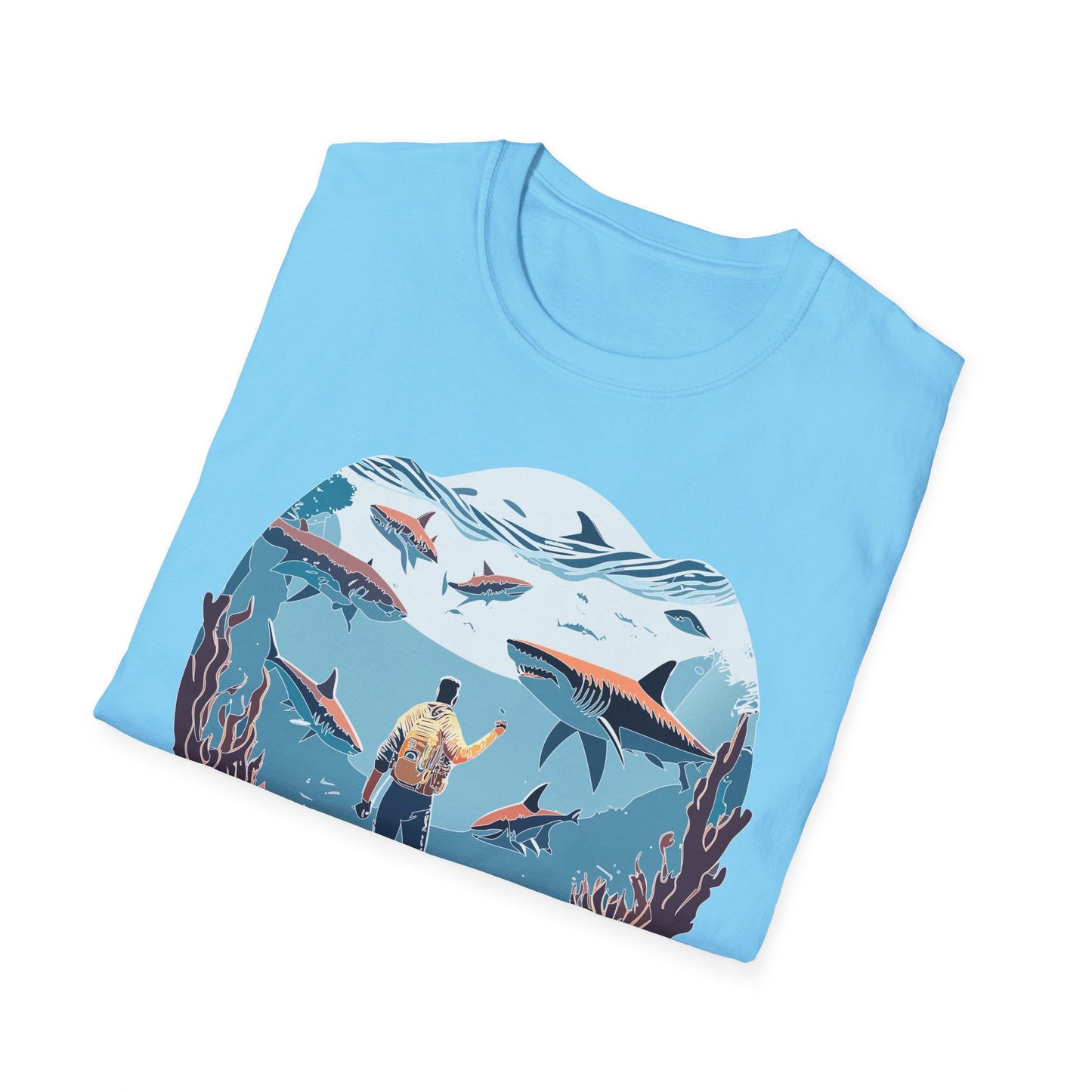 Ocean Theme Unisex Softstyle T Shirt 64000 Cotton Tee With Ocean Art Design Breathable
