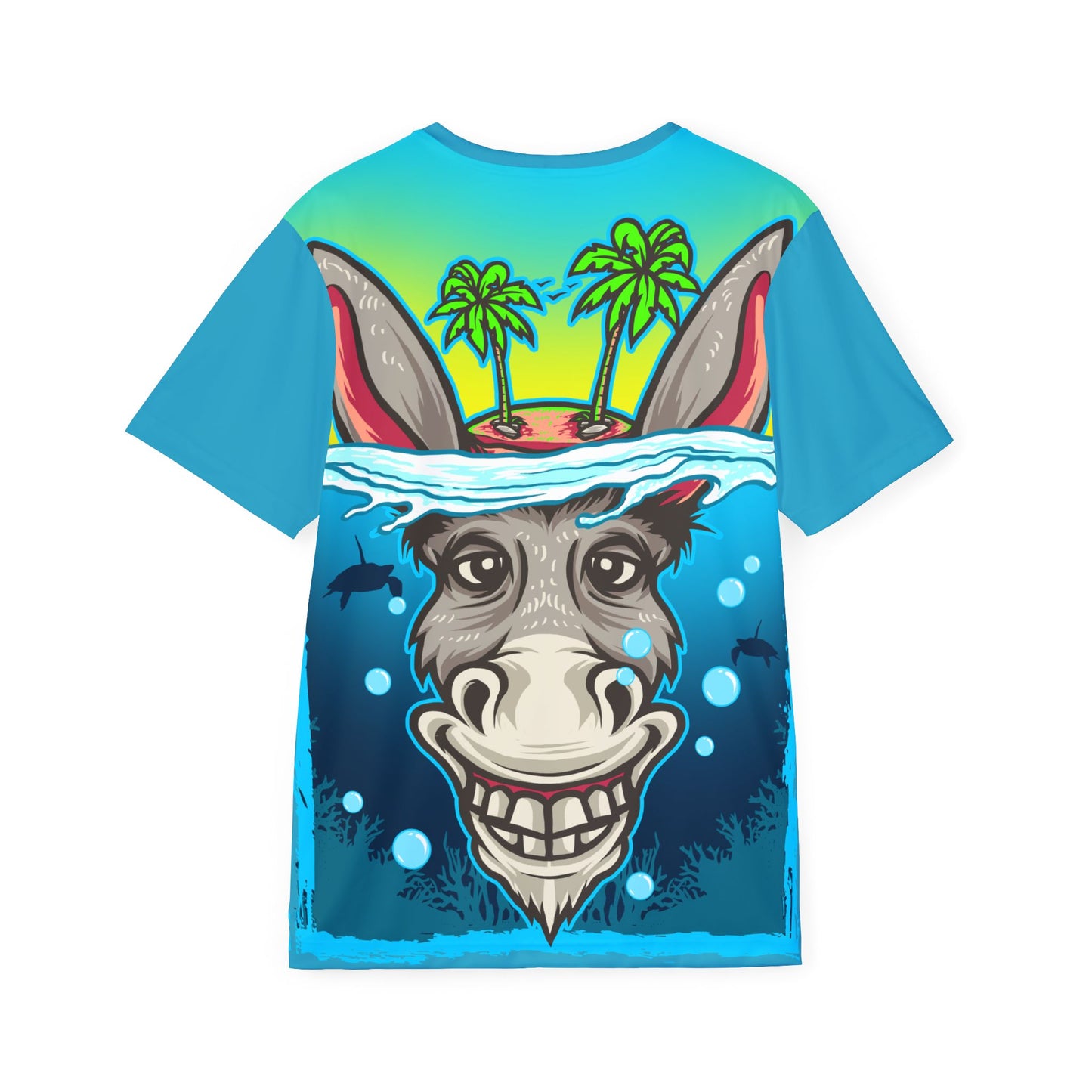 Tropical Donkey Poly Jersey Tees, Art Design Poly Shirt, All Over Print Graphic Tee, Funny Print T-Shirt, Funny Animals Tee