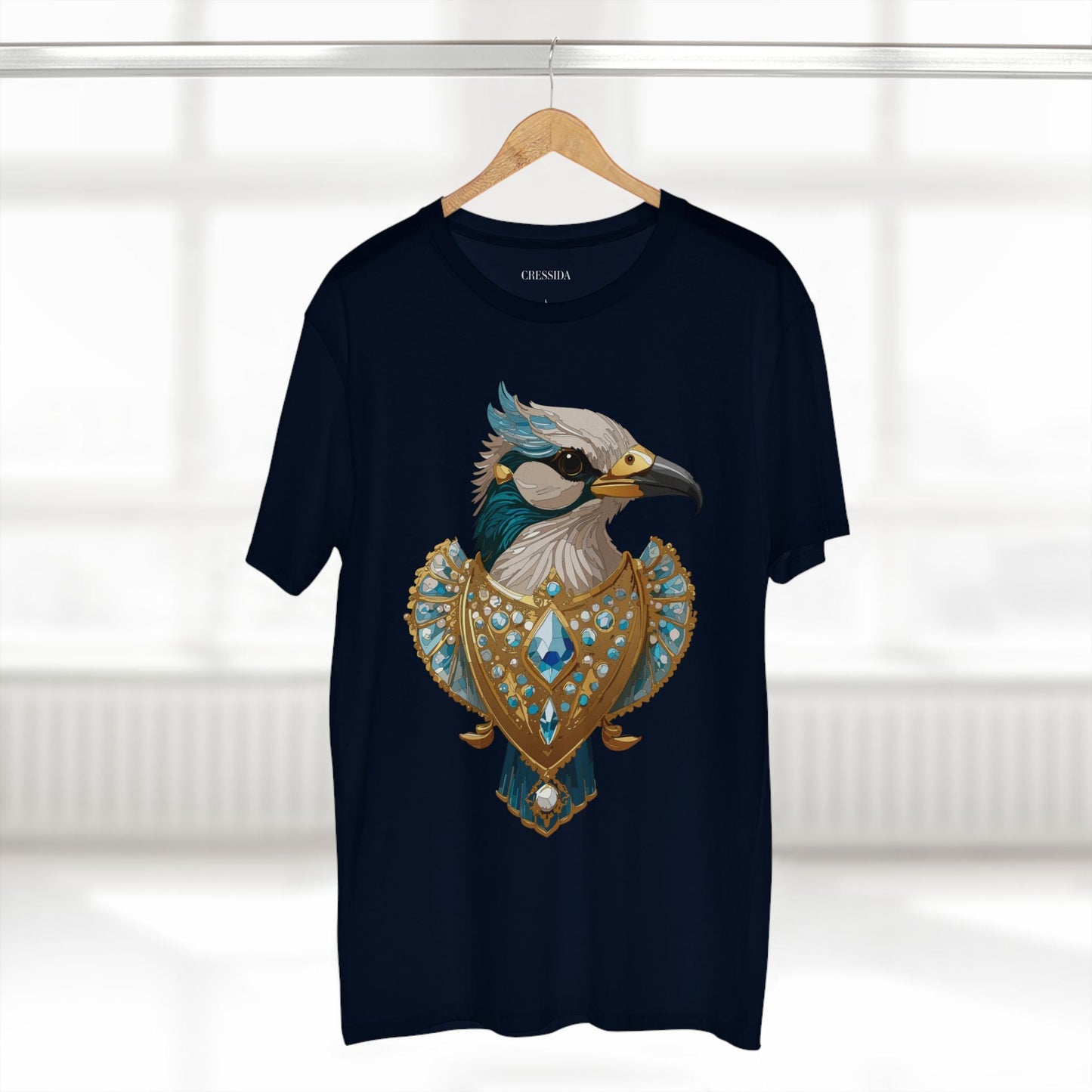 Bird Graphic Unisex 100 Cotton Tee With Unique Animal Golden Medallion Art Design 17