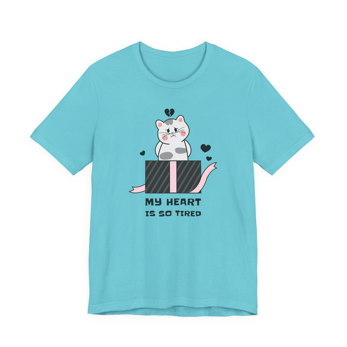 Cat Heart  Love Graphic Tee Shirt - Bella+Canvas Unisex 100 Cotton