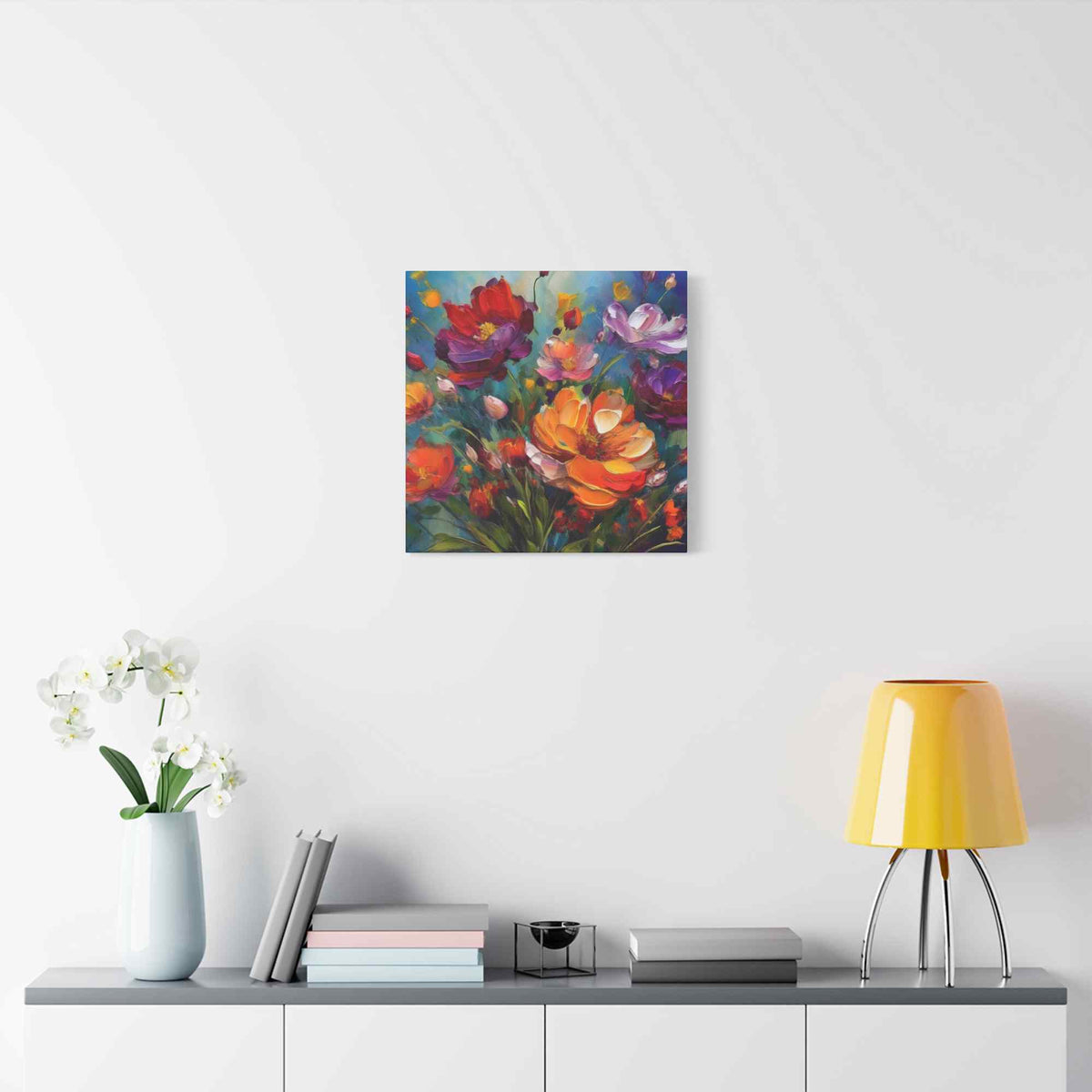 Flowers Print Canvas, Floral Oil Paint Print 20x20, 24x24, 30x30, 32x32, 36x36, Floral Art Design Print Non-Frame MC-14