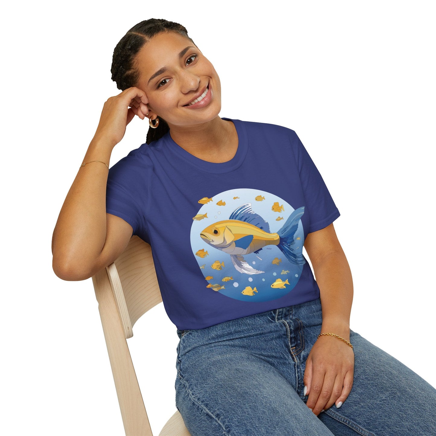 Fish Art Graphic Tee Shirt For Men And Women Unisex Cotton Softstyle Tee With Fish Artwork Design