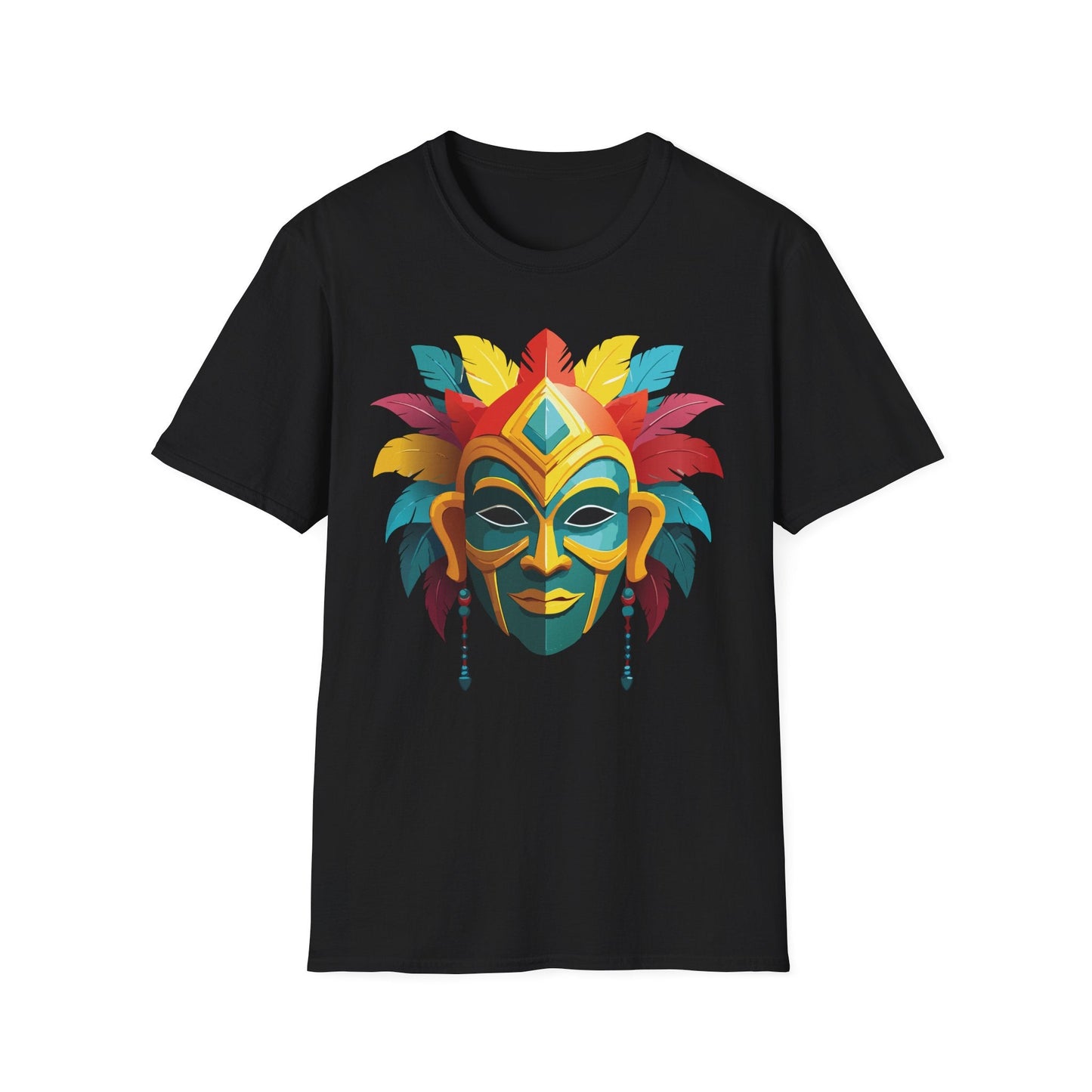 Unisex Mask Tee Shirt Gildan Softstyle 64000 Cotton Masquerade Design For Everyday Wear
