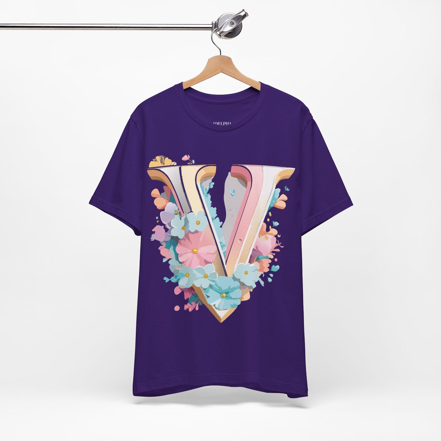 Letter V Graphic Tee Unisex Jersey Short Sleeve Vintage Inspired Art Design