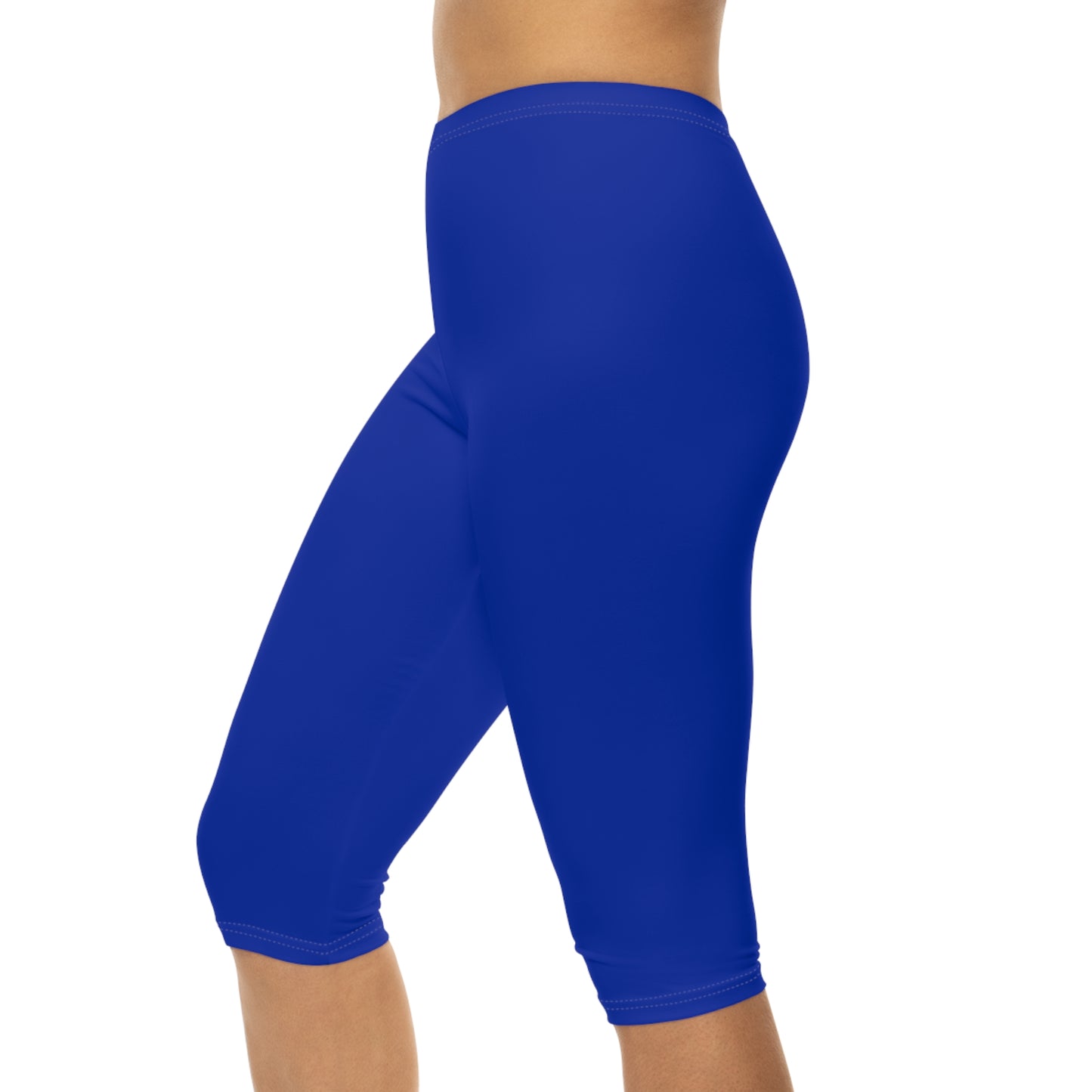 Klein Blue Color Women's Brushed Suede Poly Span Casual Capri Leggings XS-2XL