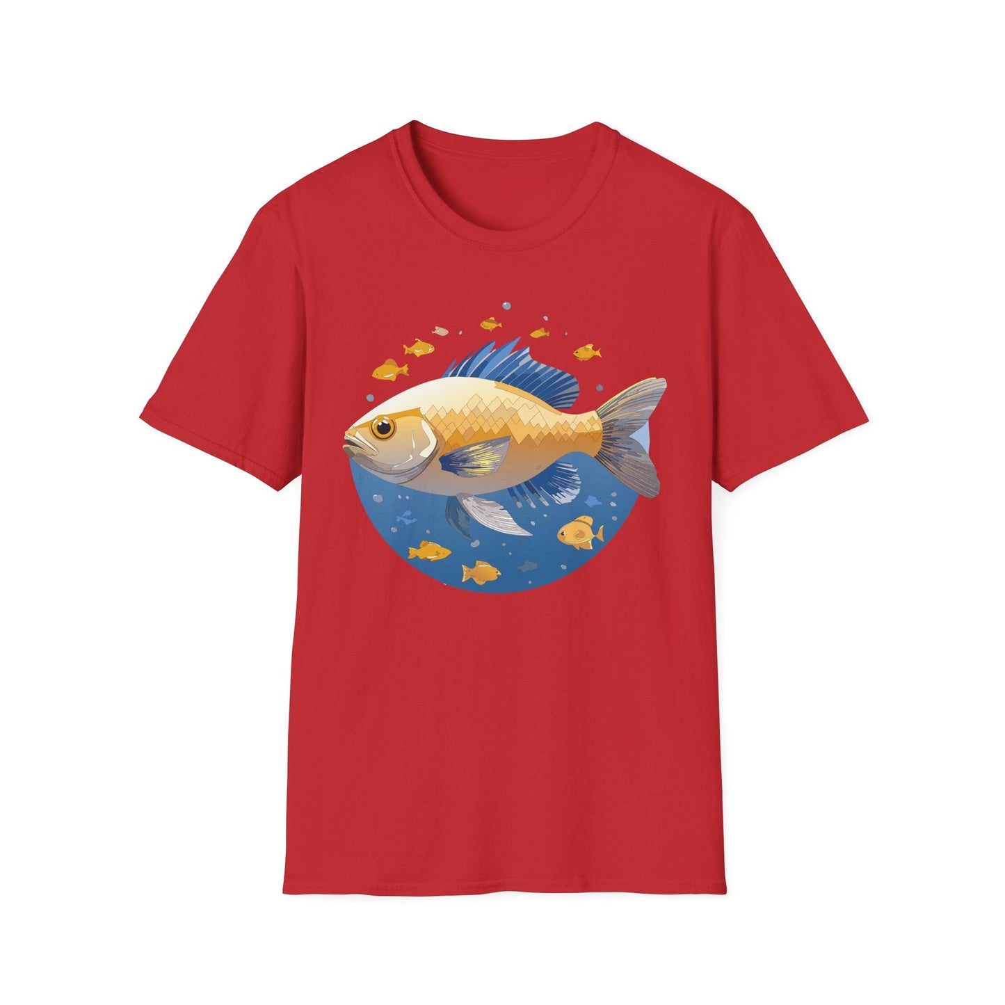 Fish Art Graphic Tee Shirt Unisex Gildan Softstyle 64000 100 Percent Ring Spun Cotton