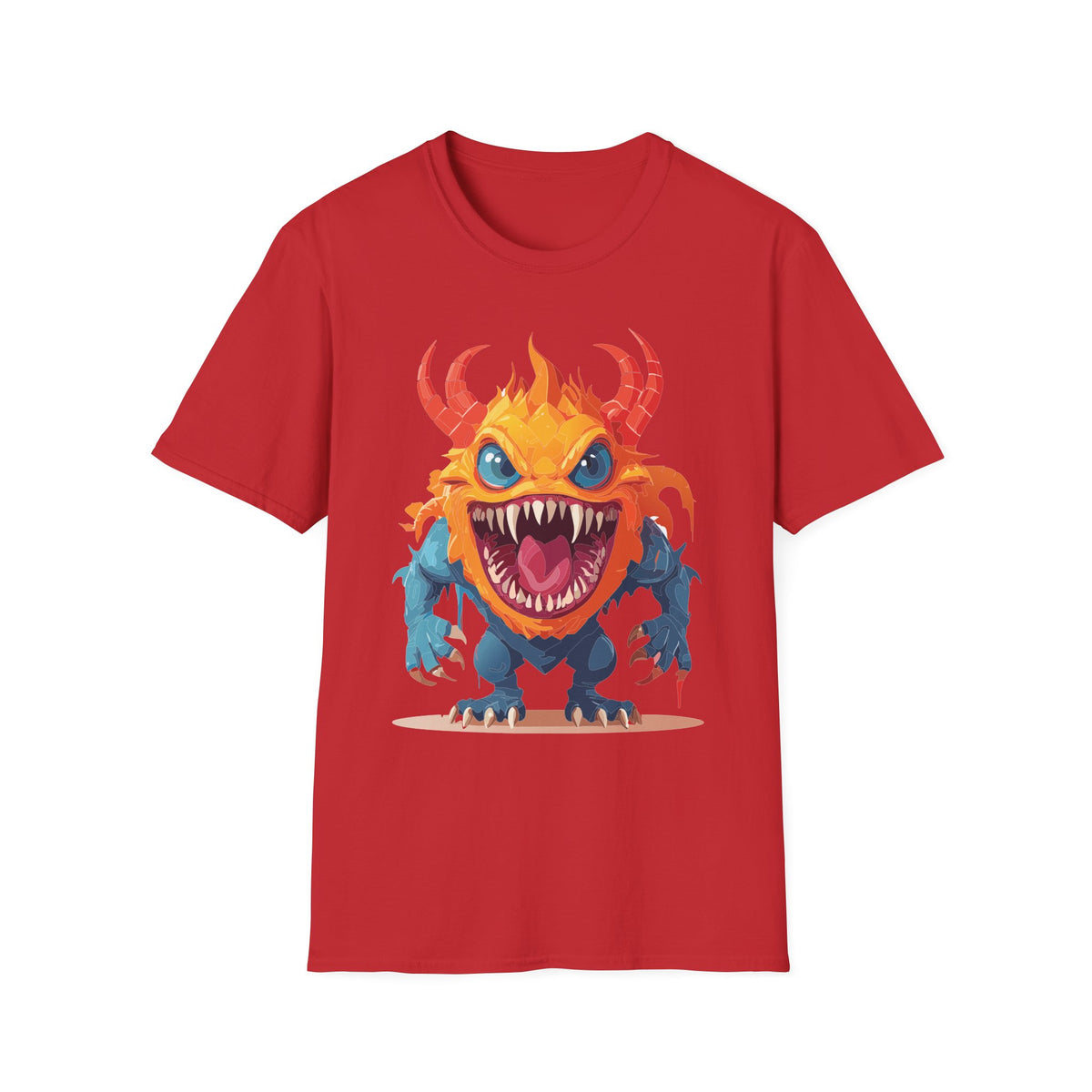 Monster T-Shirt — Colorful Fierce Creature Cartoon Graphic Tee Unisex 100 Cotton Gildan T-Shirt
