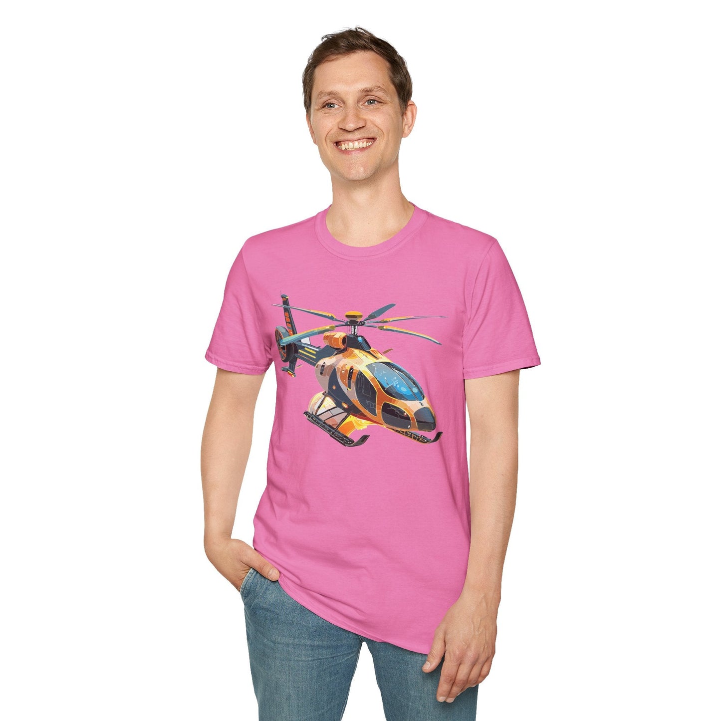 Unisex Helicopter Chopper T Shirt Softstyle 64000 Gildan Durable Lightweight Tee Design