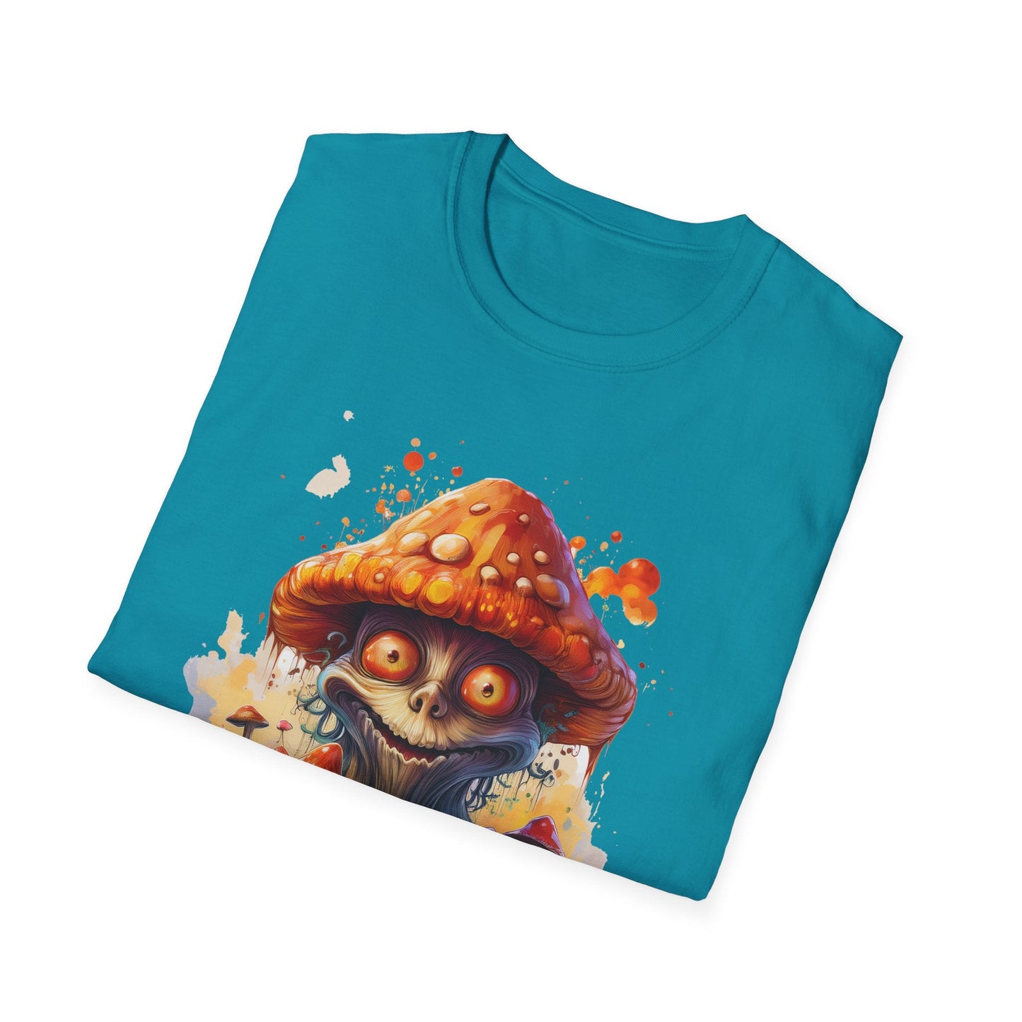 Funny Mashroom Tee Shirt Unisex Softstyle Cotton Art Design with Fungus Graphic Artwork Theme