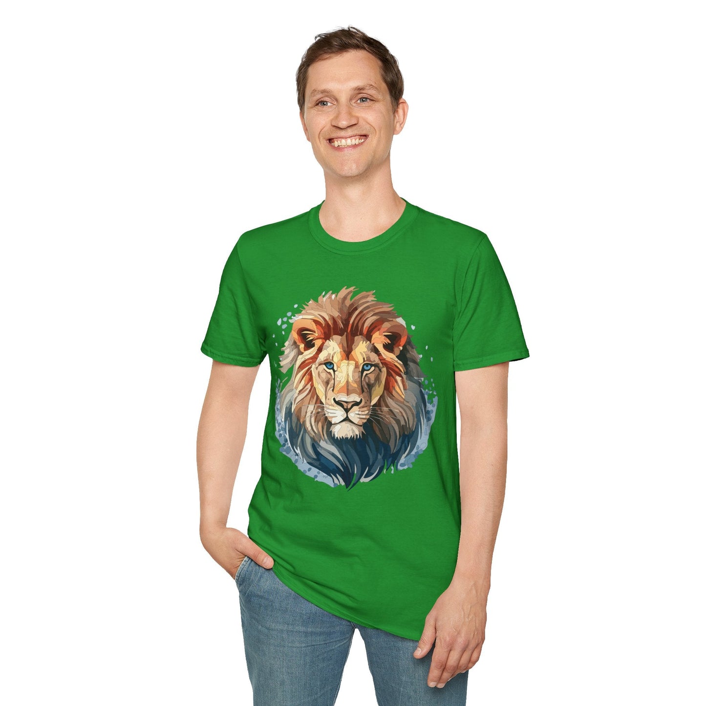 Unisex Lion Shirt Floral Lion Tee Gildan Softstyle 64000 Tee