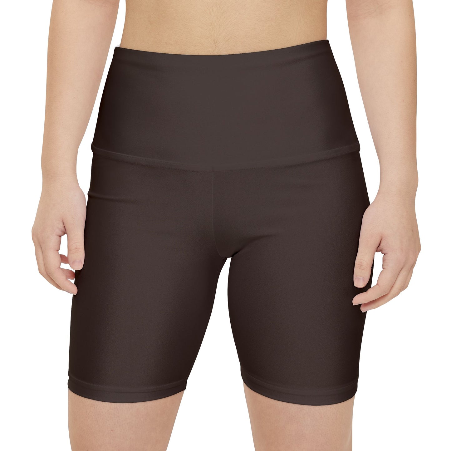 Dark Coffee Chocolate Women's Workout Shorts — High-Waist Biker Shorts for Gym & Yoga