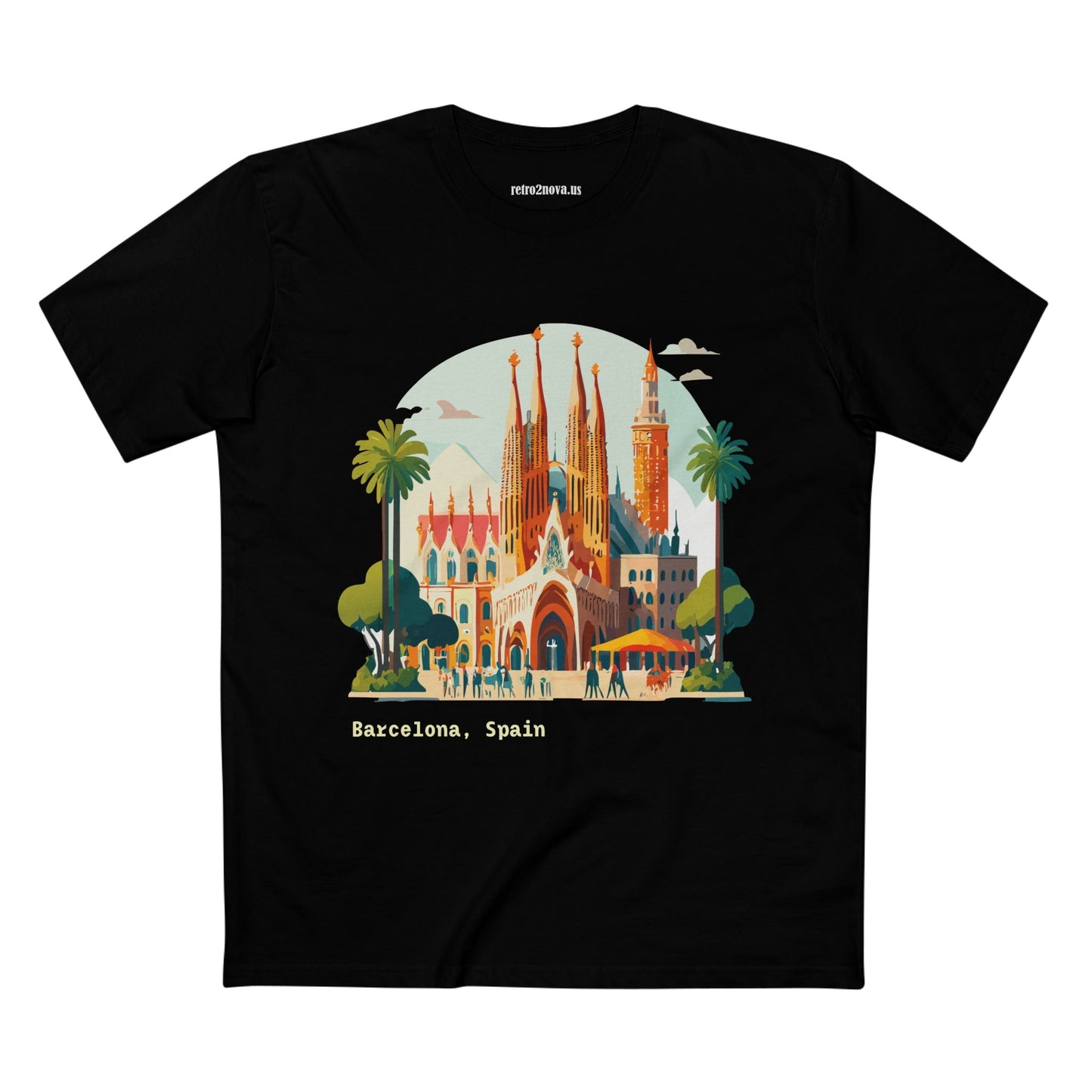 Barcelona Travel Tourist Shirt Unisex Premium Cotton Tee With Original Art Design By Retro2Nova