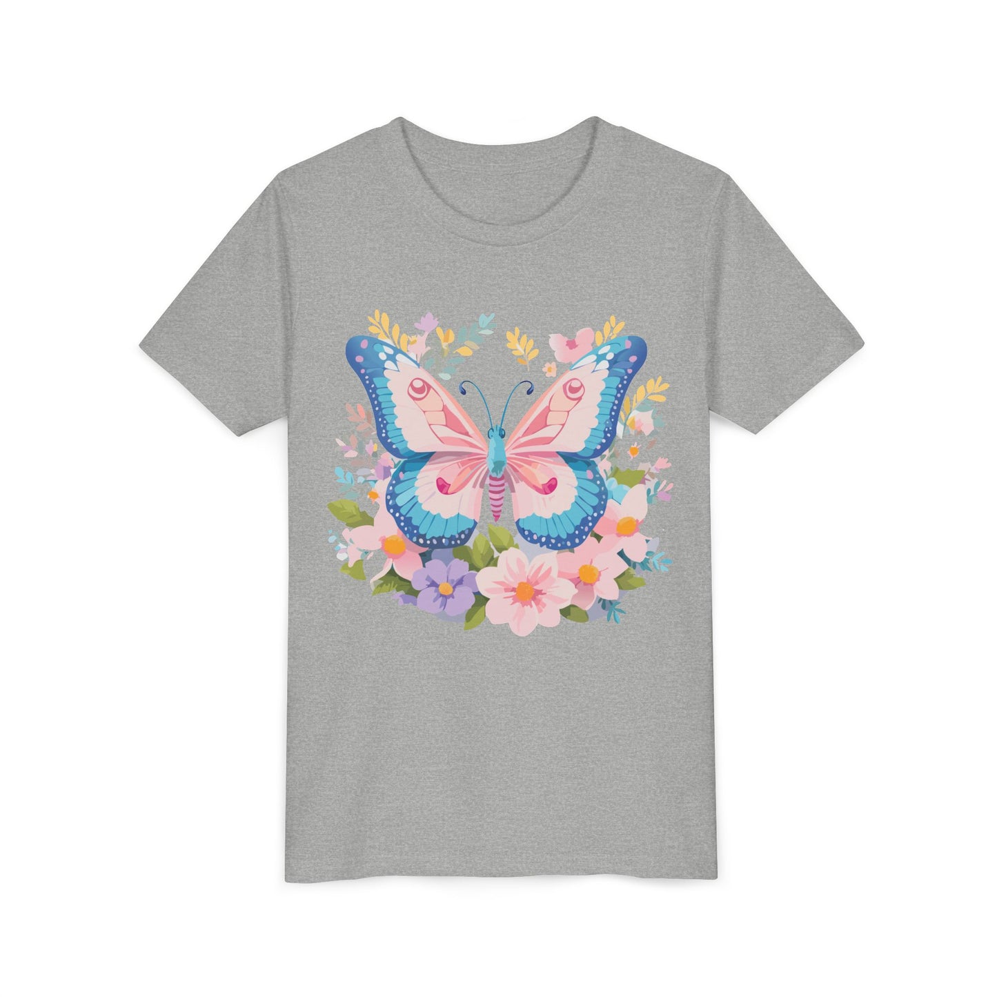 Camiseta juvenil Butterfly Blossom: camiseta de manga corta colorida para celebraciones de primavera (9 a 14 años)