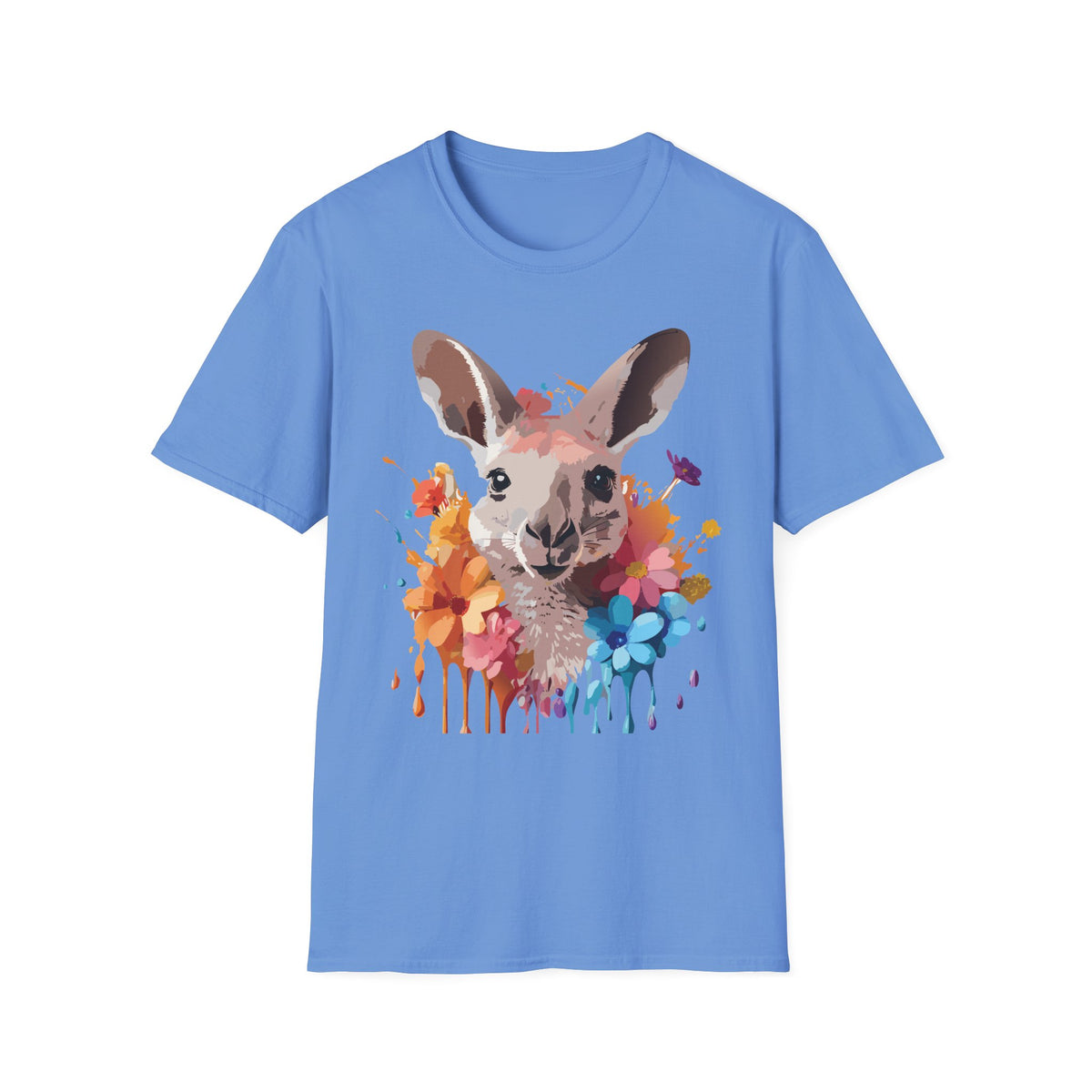 Colorful Watercolor Kangaroo T-Shirt | Splash Floral Wildlife Tee