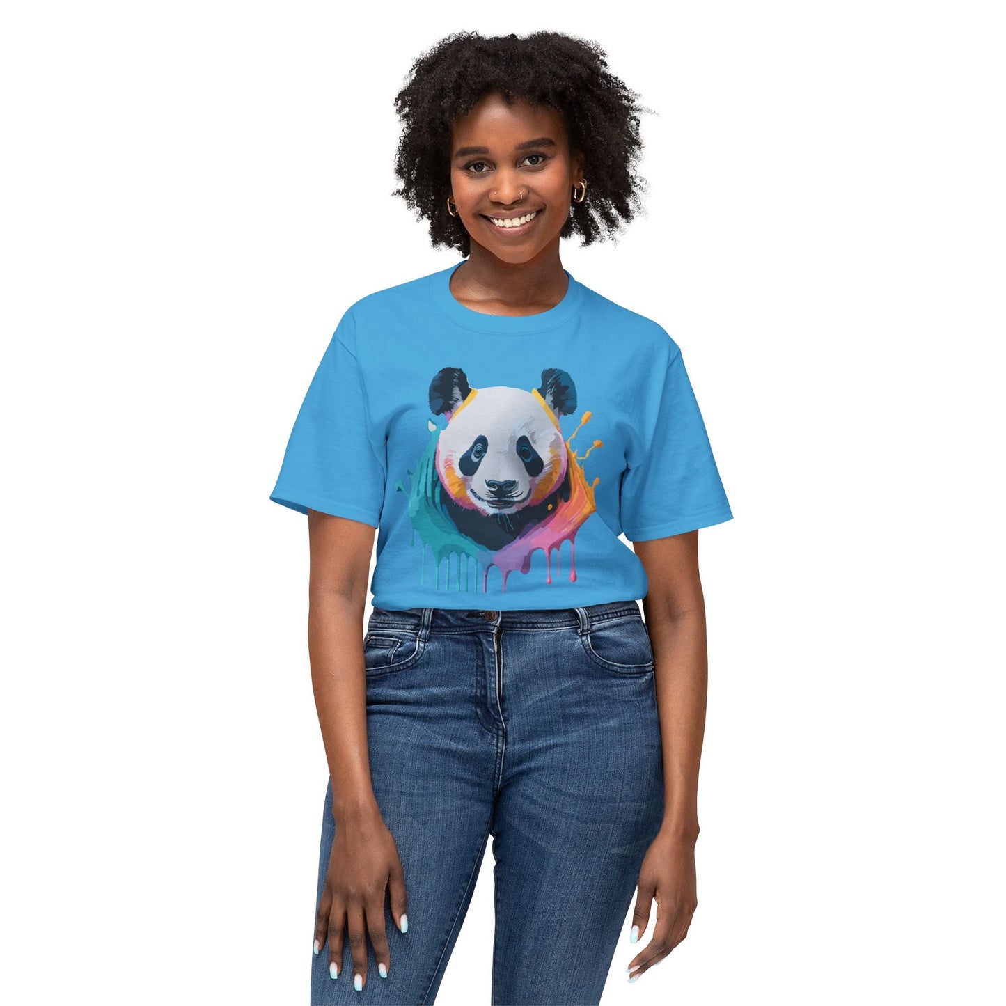 Unisex HD Cotton Panda T Shirt With Full Color Panda Art Print Made In USA Premium Fit For All Sizes