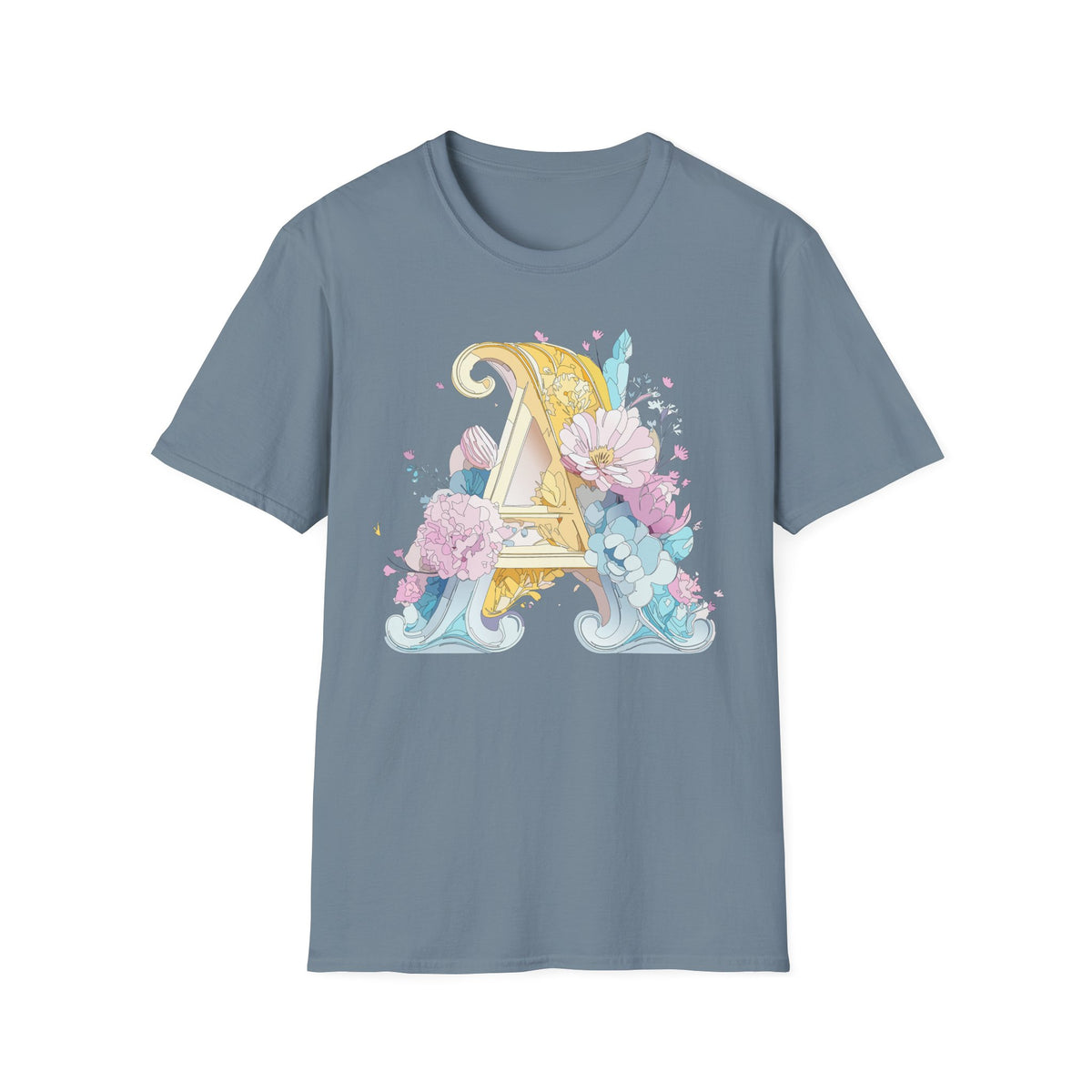 Floral Letter A T-Shirt | Decorative Monogram Initial Tee